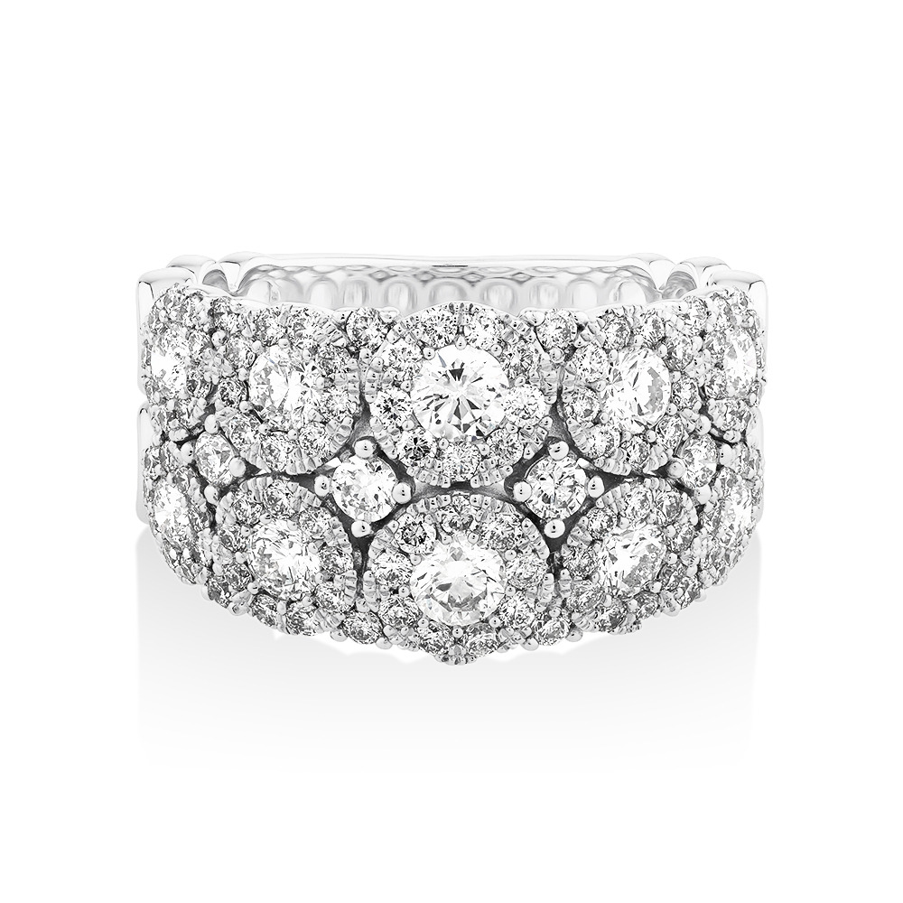 Bague à bulles à 2 rangs en or blanc 14 K avec diamants totalisant 2 ct