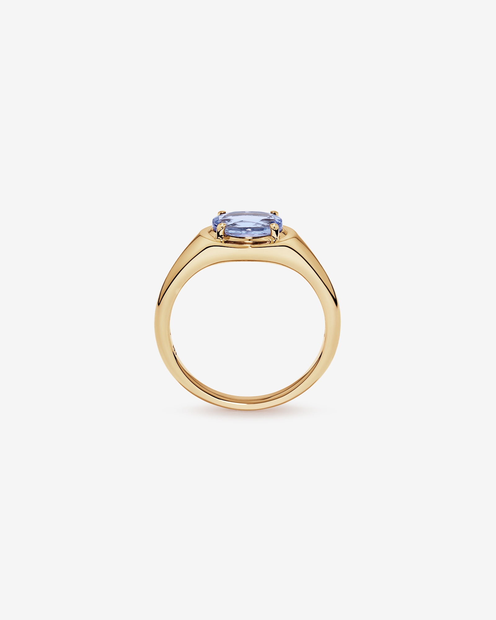 Oval Cut Tanzanite East-to-West Set Ring 10kt Yellow Gold