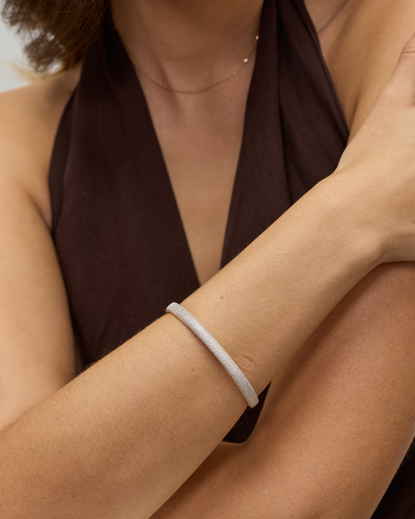 62mm Classic Pavé Hinged Bangle with Cubic Zirconia in 18kt Vermeil