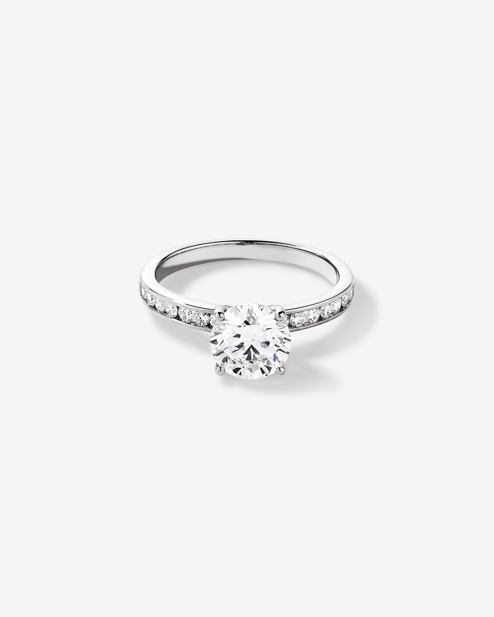 2.00 Carat TW Round Brilliant Laboratory-Grown Diamond Engagement Ring with Channel Set Side Accent Diamonds 14kt Gold