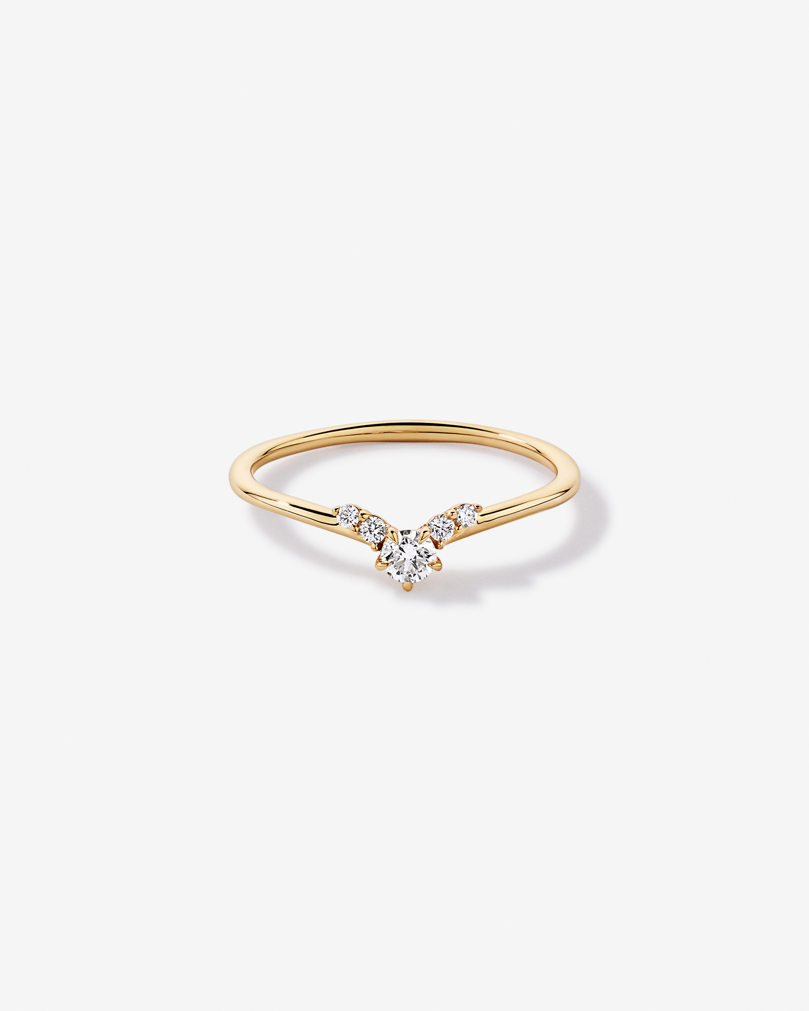 0.15 Carat TW Round Brilliant Laboratory-Grown Diamond Chevron Promise Ring 10kt Gold