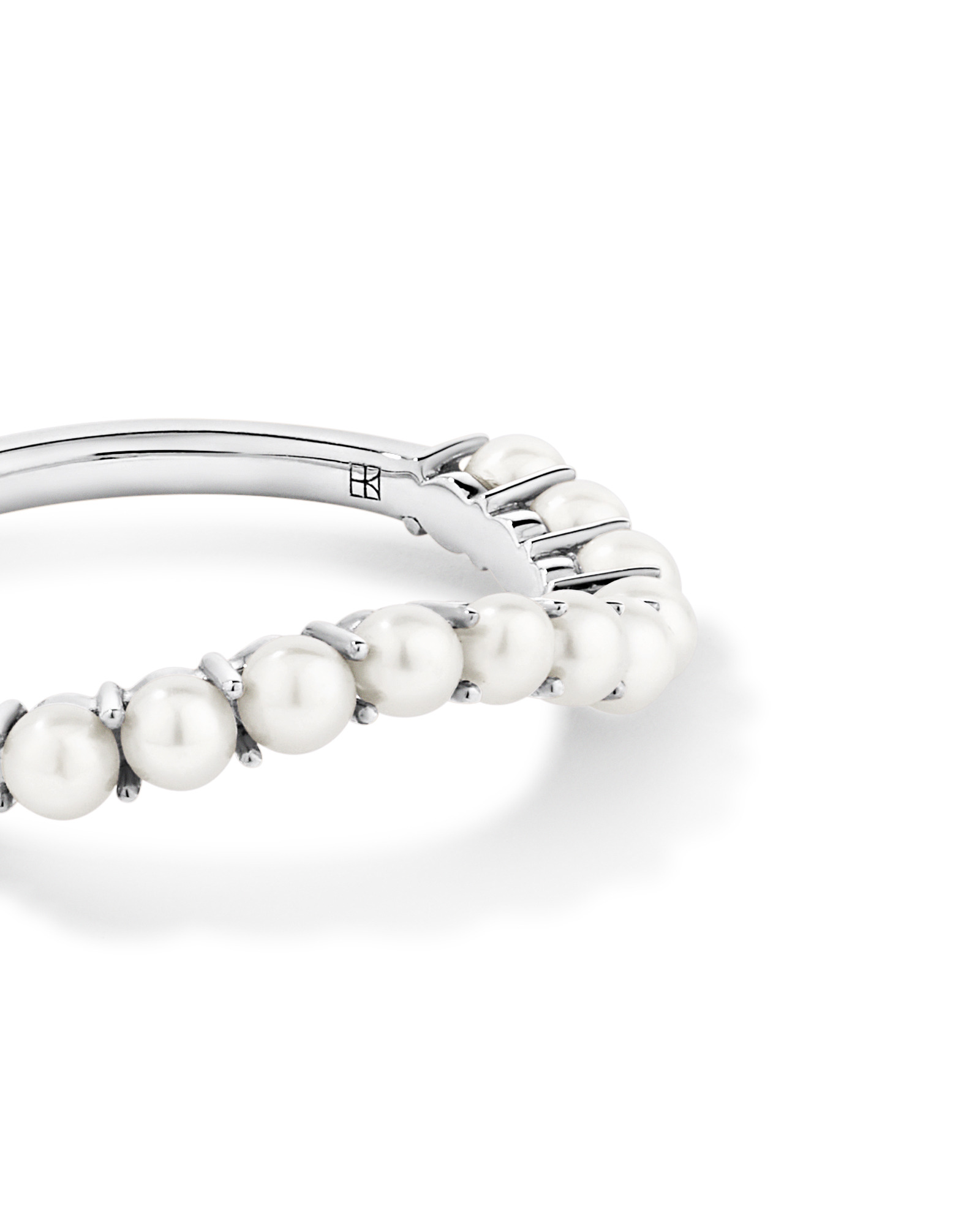 Cultured Freshwater Pearl Wave Band Ring 10kt White Gold