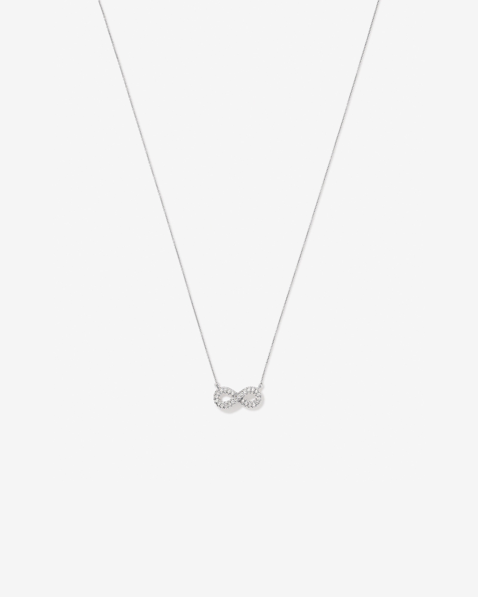 Cubic Zirconia Puff Infinity Pendant Necklace in Sterling Silver