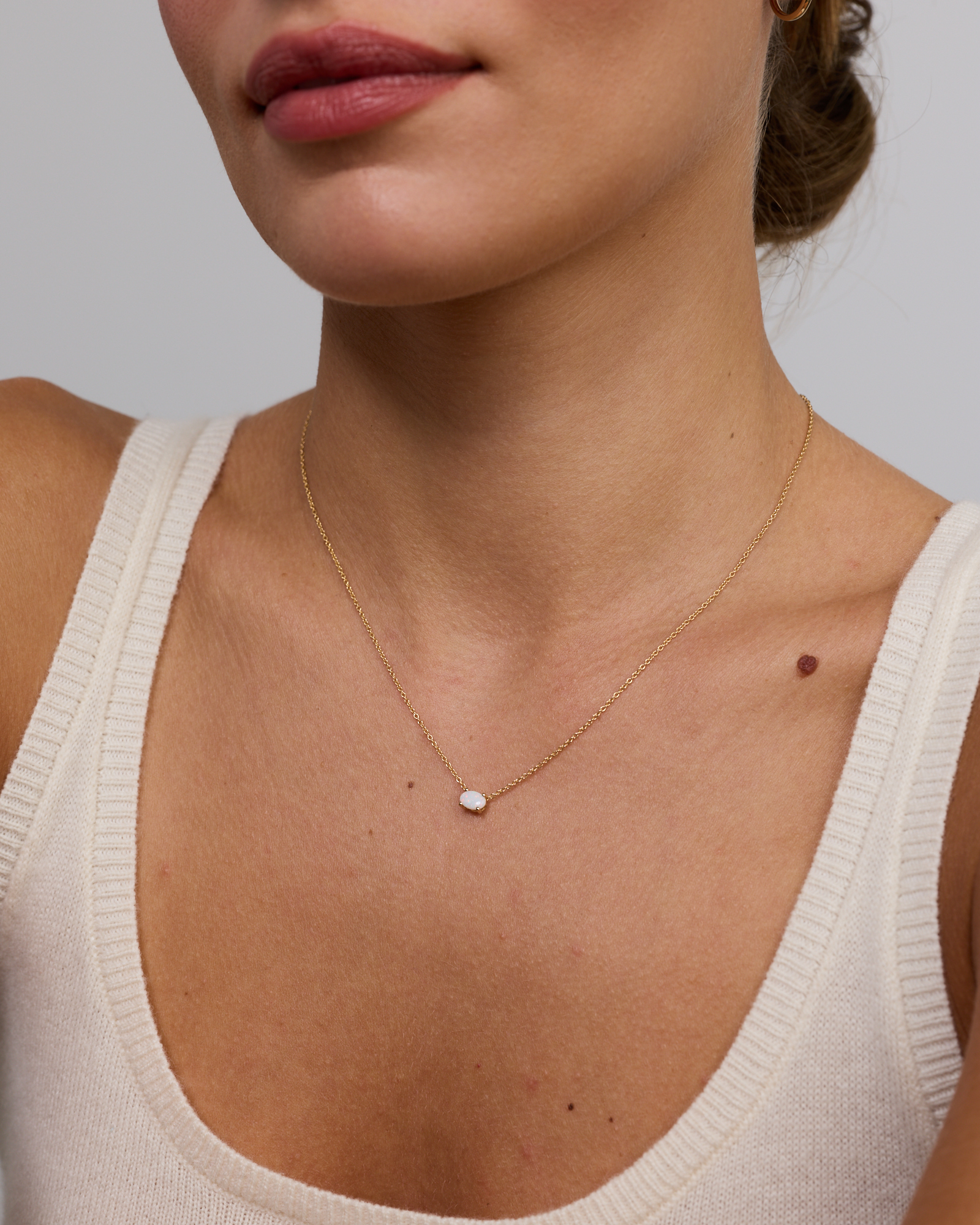 Australian Opal East-West Necklace in 10kt Yellow Gold