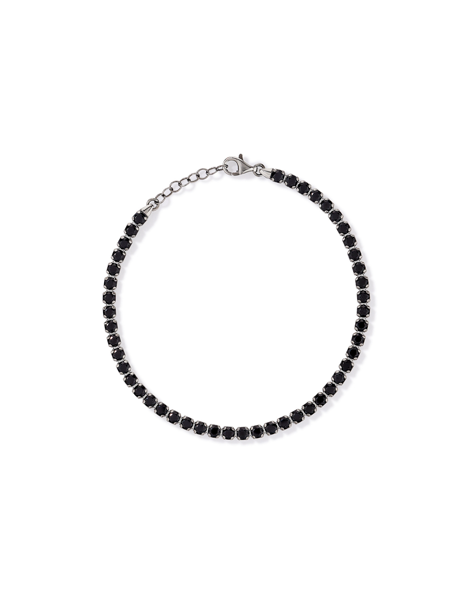 Bracelet de tennis en spinelle noir en argent sterling