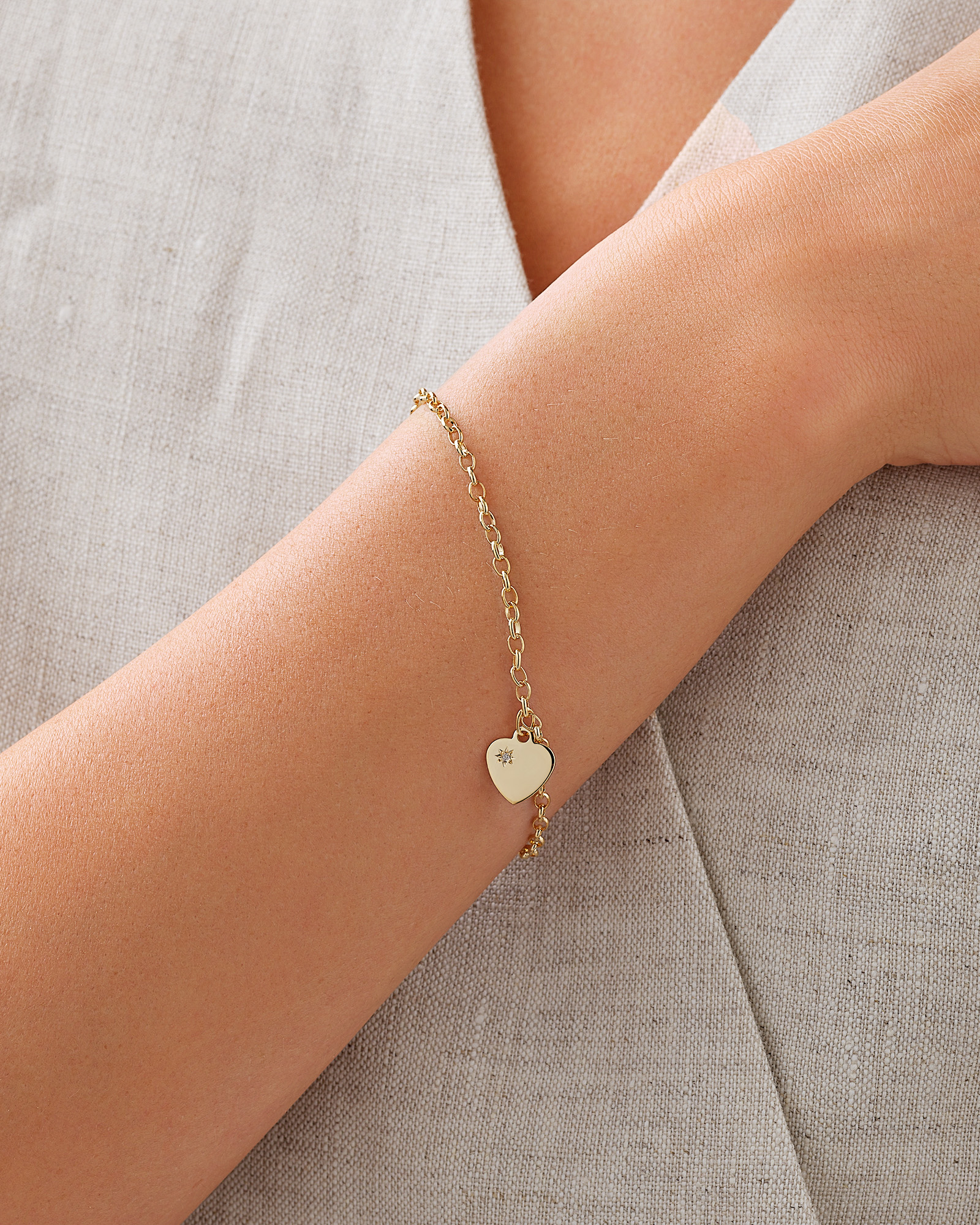 19cm (7.5") 2.5mm-3mm Width Diamond Set Belcher Bracelet in 10kt Yellow Gold