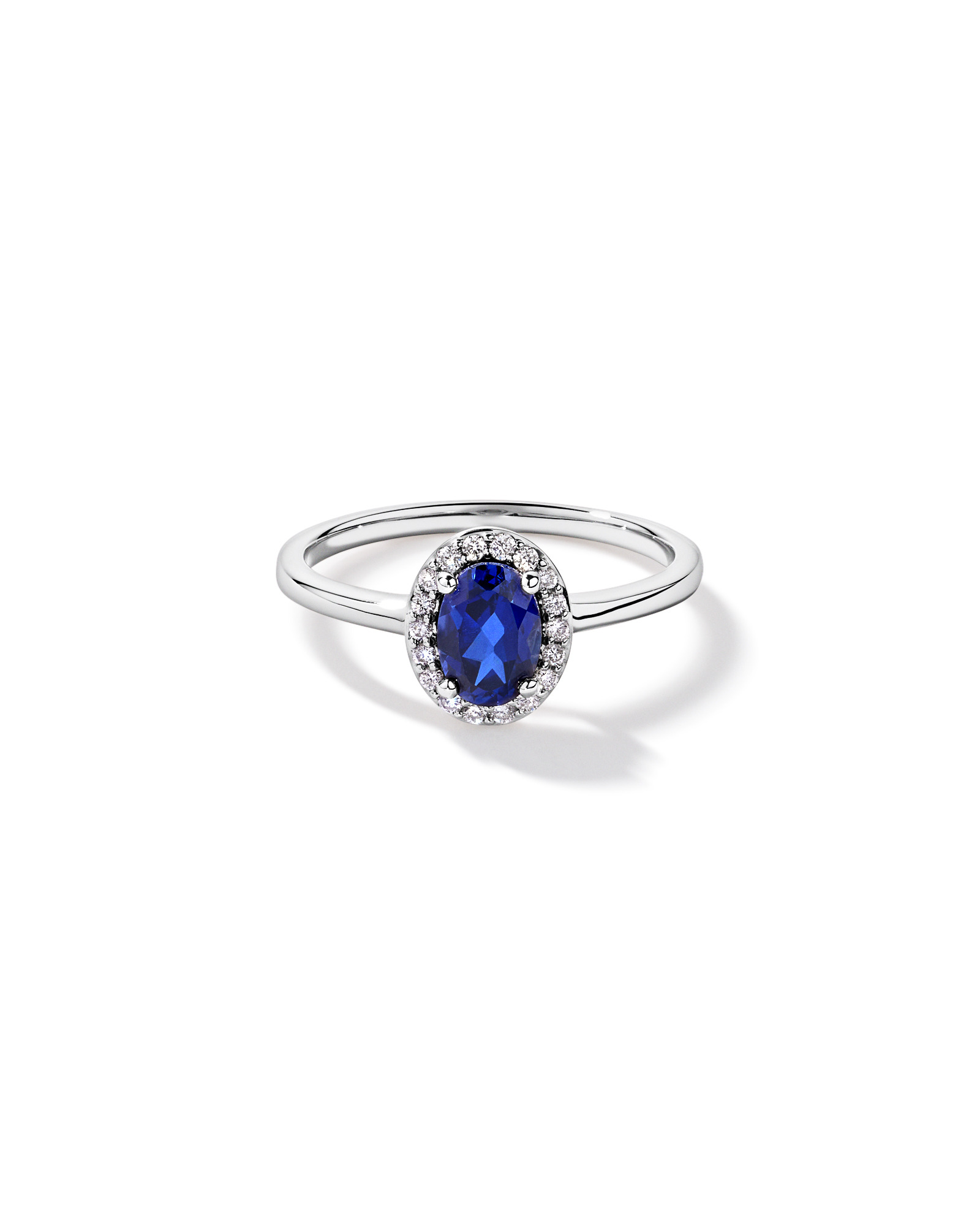 Création de la bague halo en diamant Sapphire & 0.10TW cultivée laboratoire or jaune 10kt et Rhodium