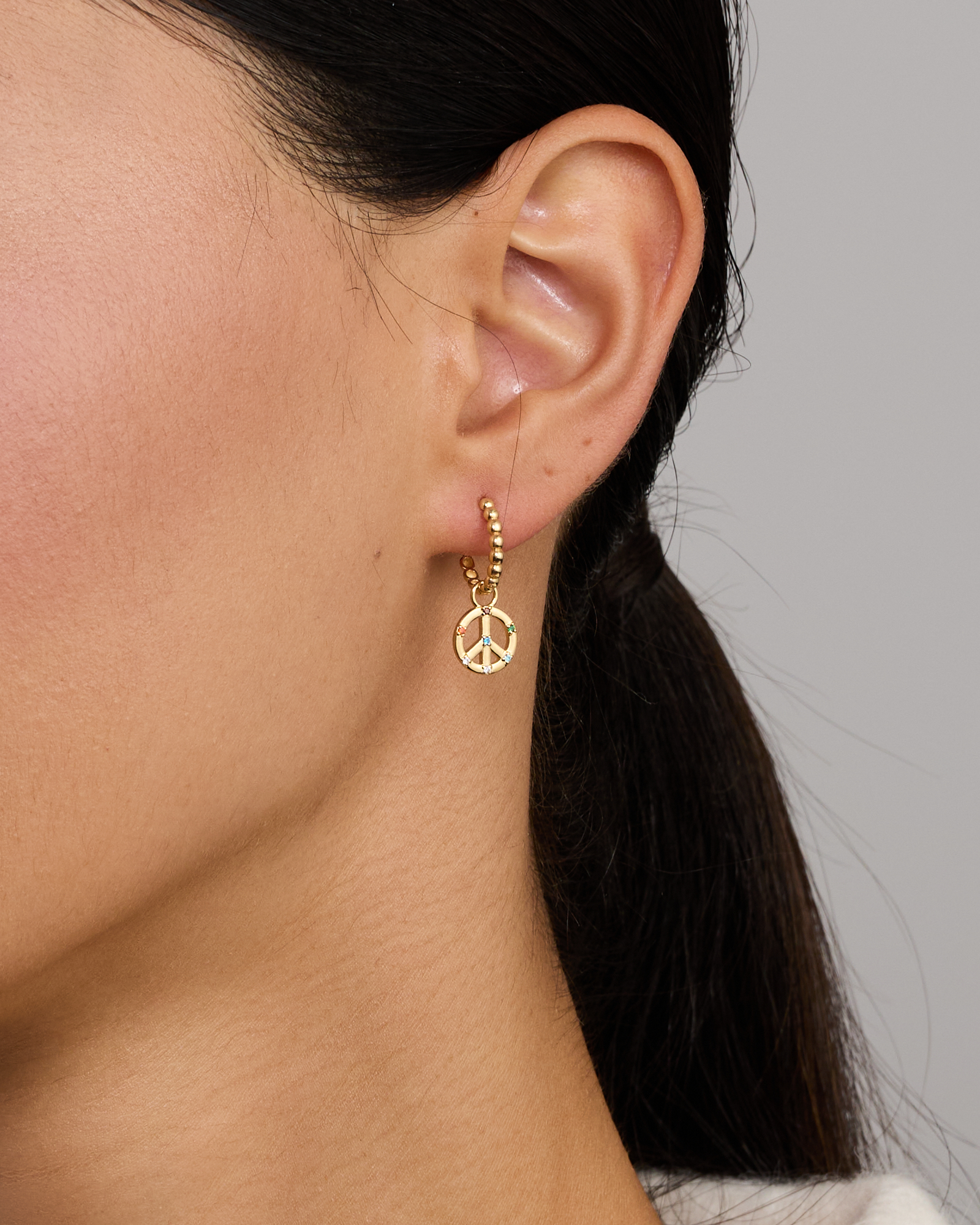 Peace Earring Charm in 18Kt Vermeil with Cubic Zirconia