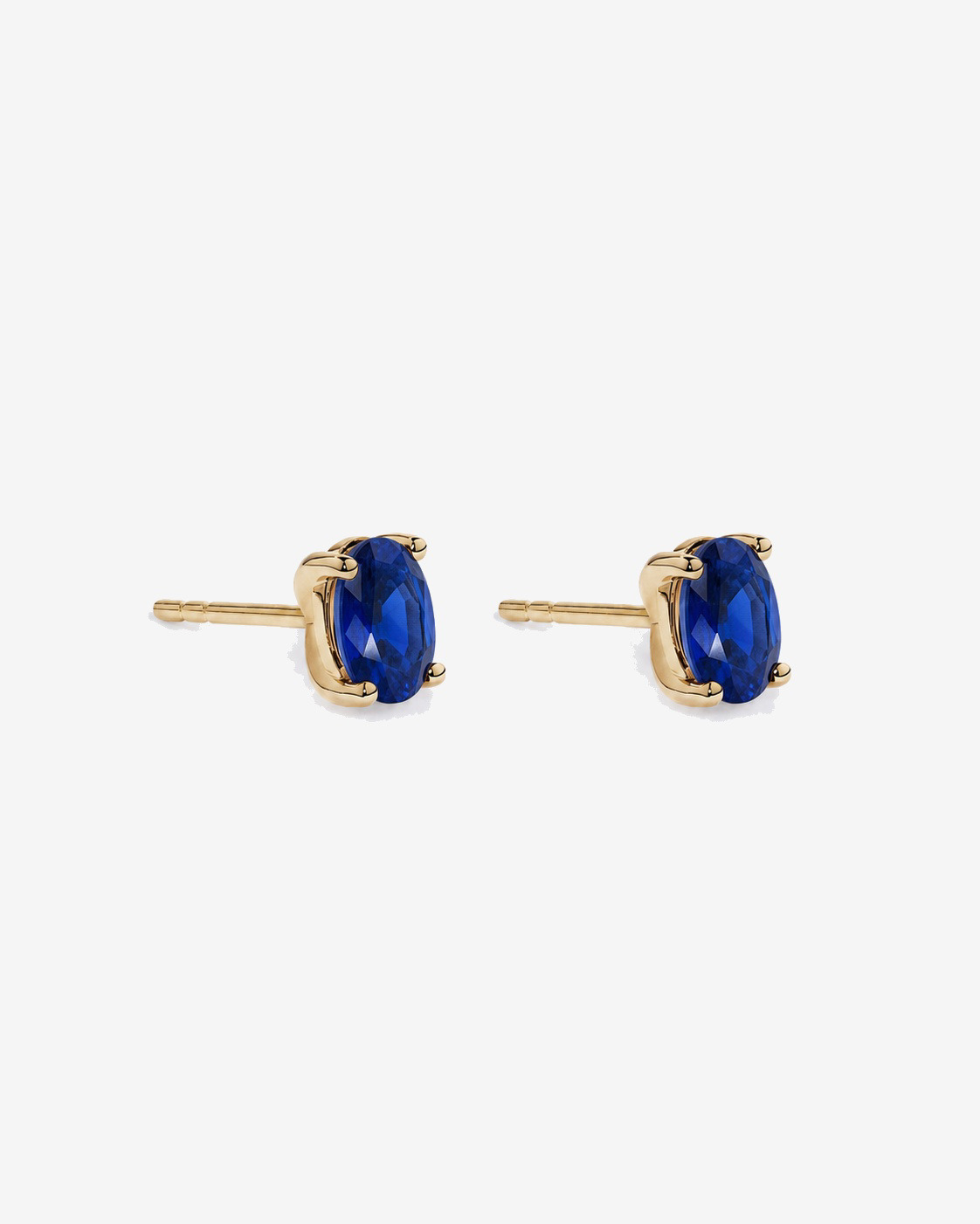 Oval Sapphire Stud Earrings in 10kt Yellow Gold