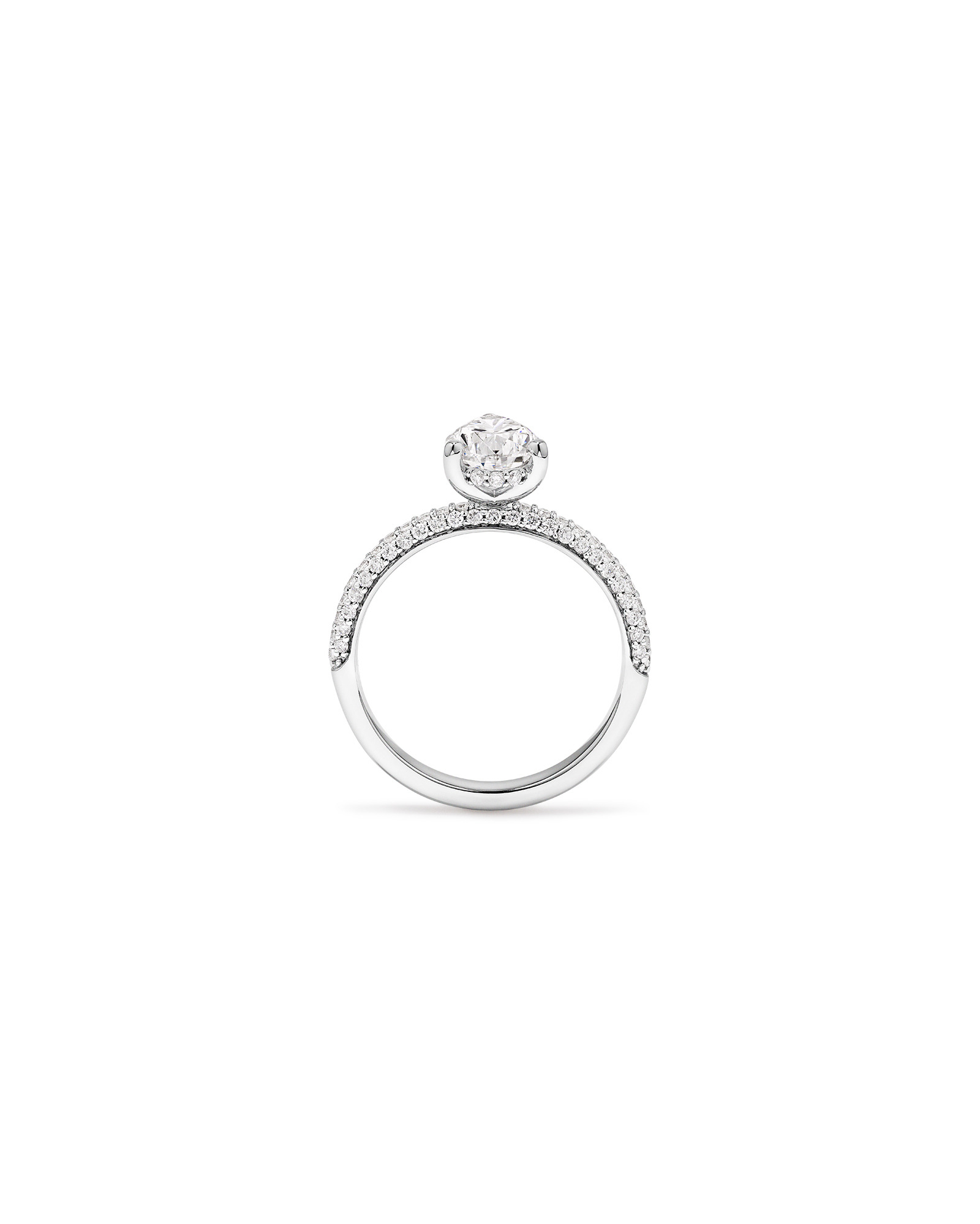 Bague de fiançailles en diamant taillé poire taillée laboratoire 1,96 carat or blanc 14 carats