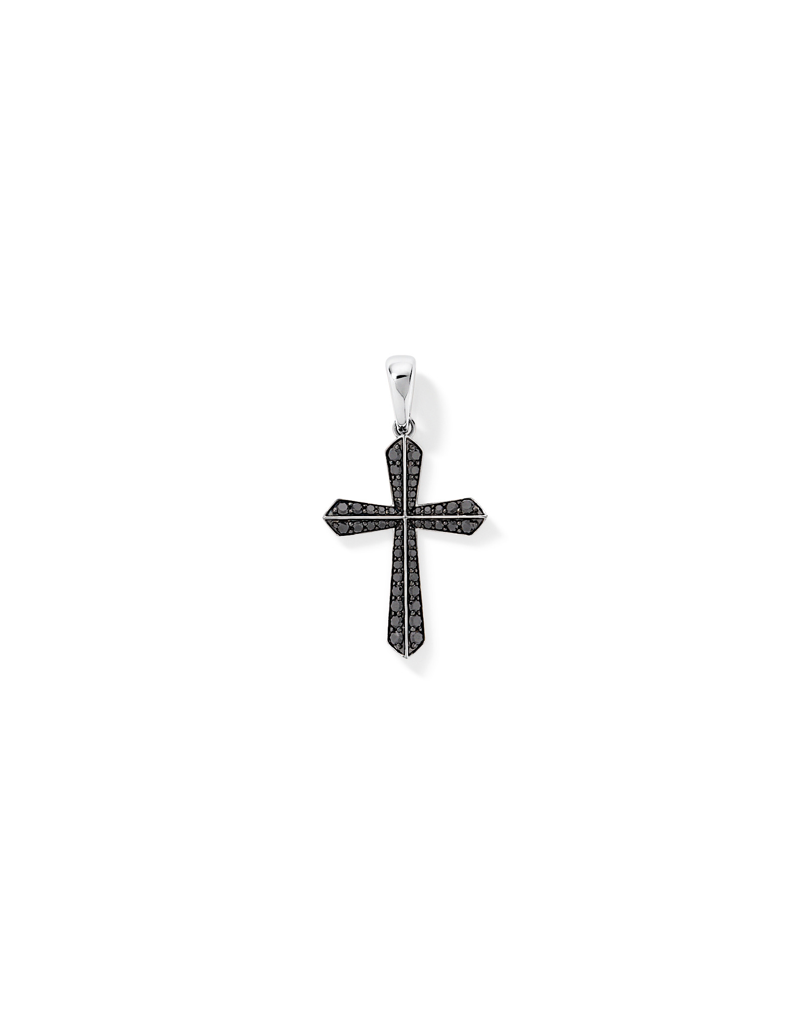 0.88 Carat TW Black Diamond Cross Pendant in 10kt White Gold