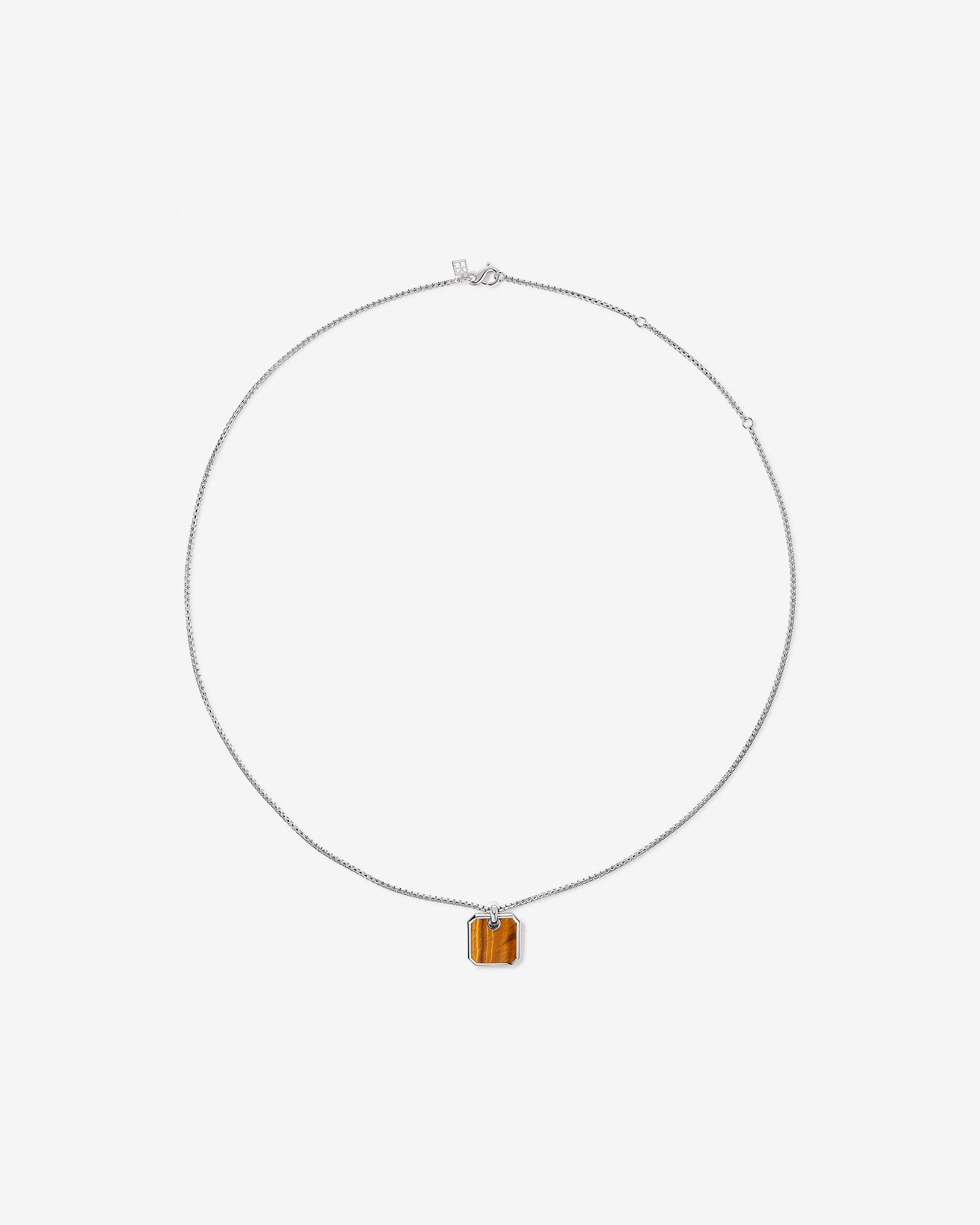 Tiger’s Eye Square Pendant Necklace in Sterling Silver