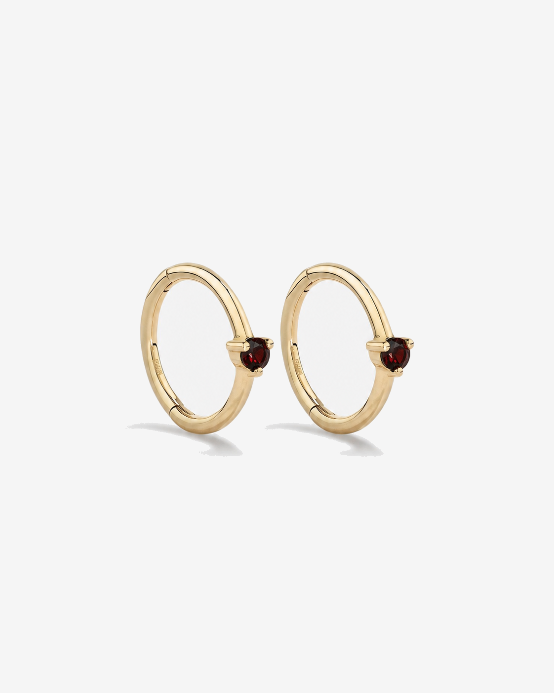 10mm Garnet Accent Sleepers in 10kt Yellow Gold
