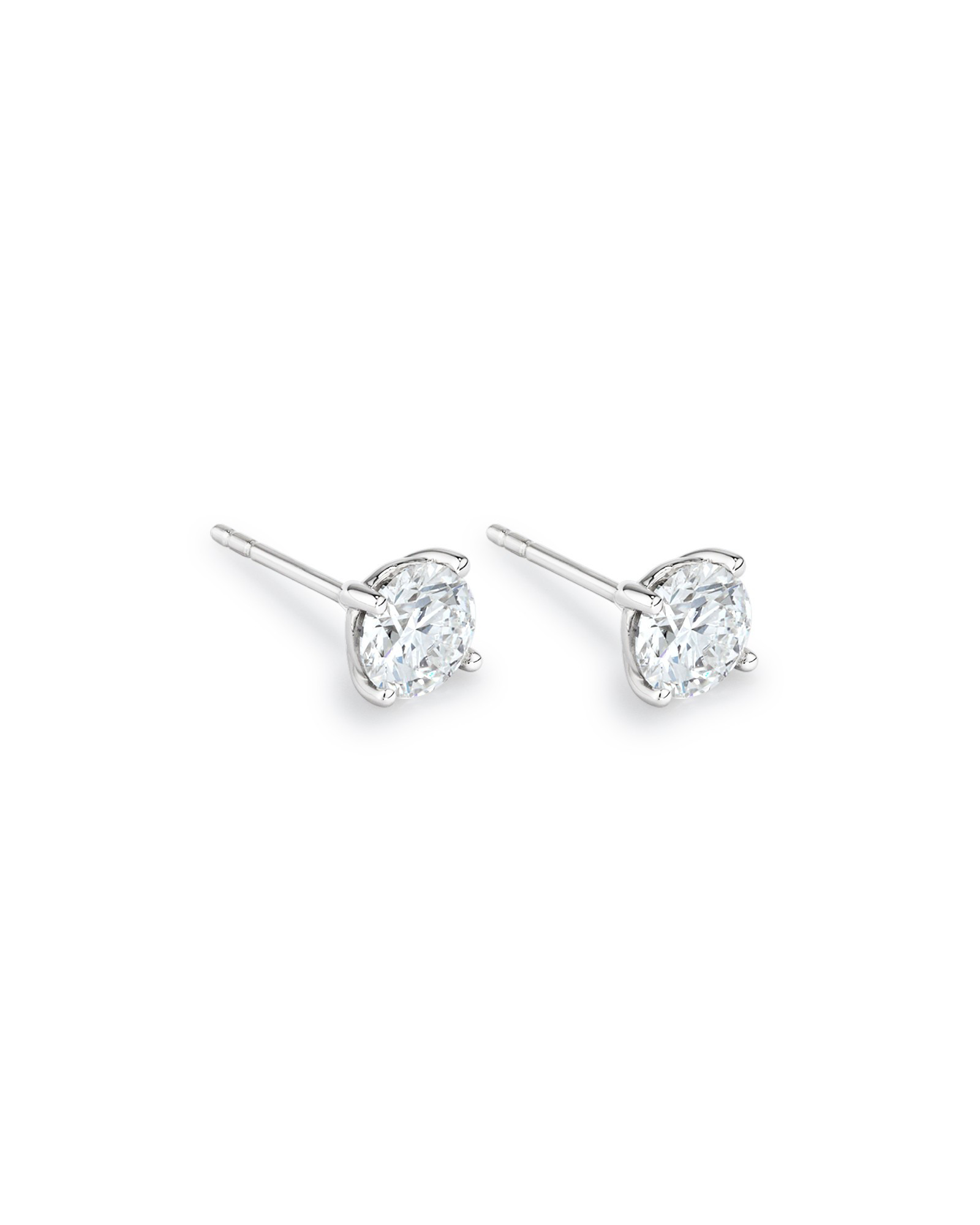 Boucles d'oreilles solitaire en or blanc 14 carats, serties d'un diamant de laboratoire de 1,00 carat (poids total)