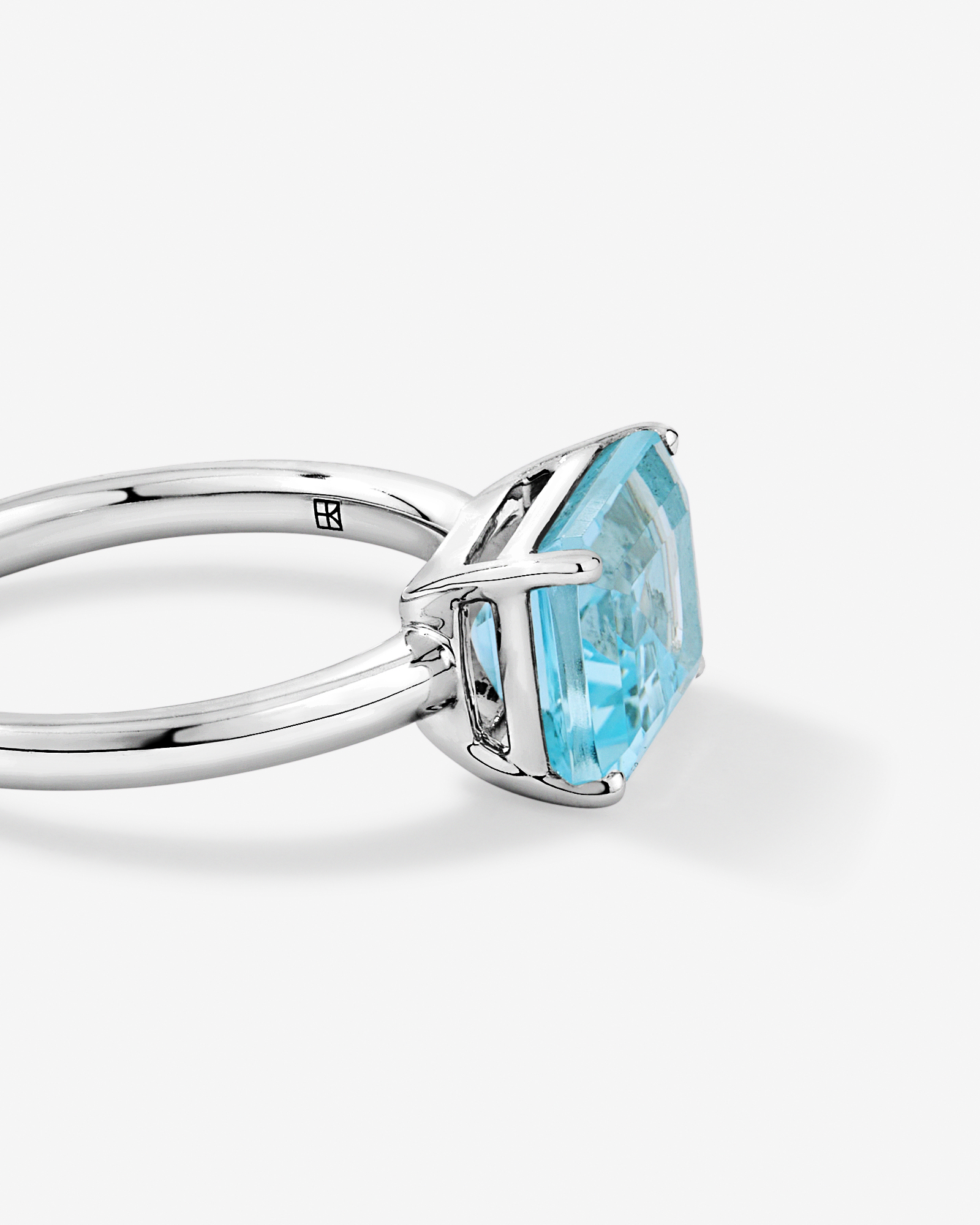 Emerald Cut Sky Blue Topaz East-to-West Set Ring Sterling Silver
