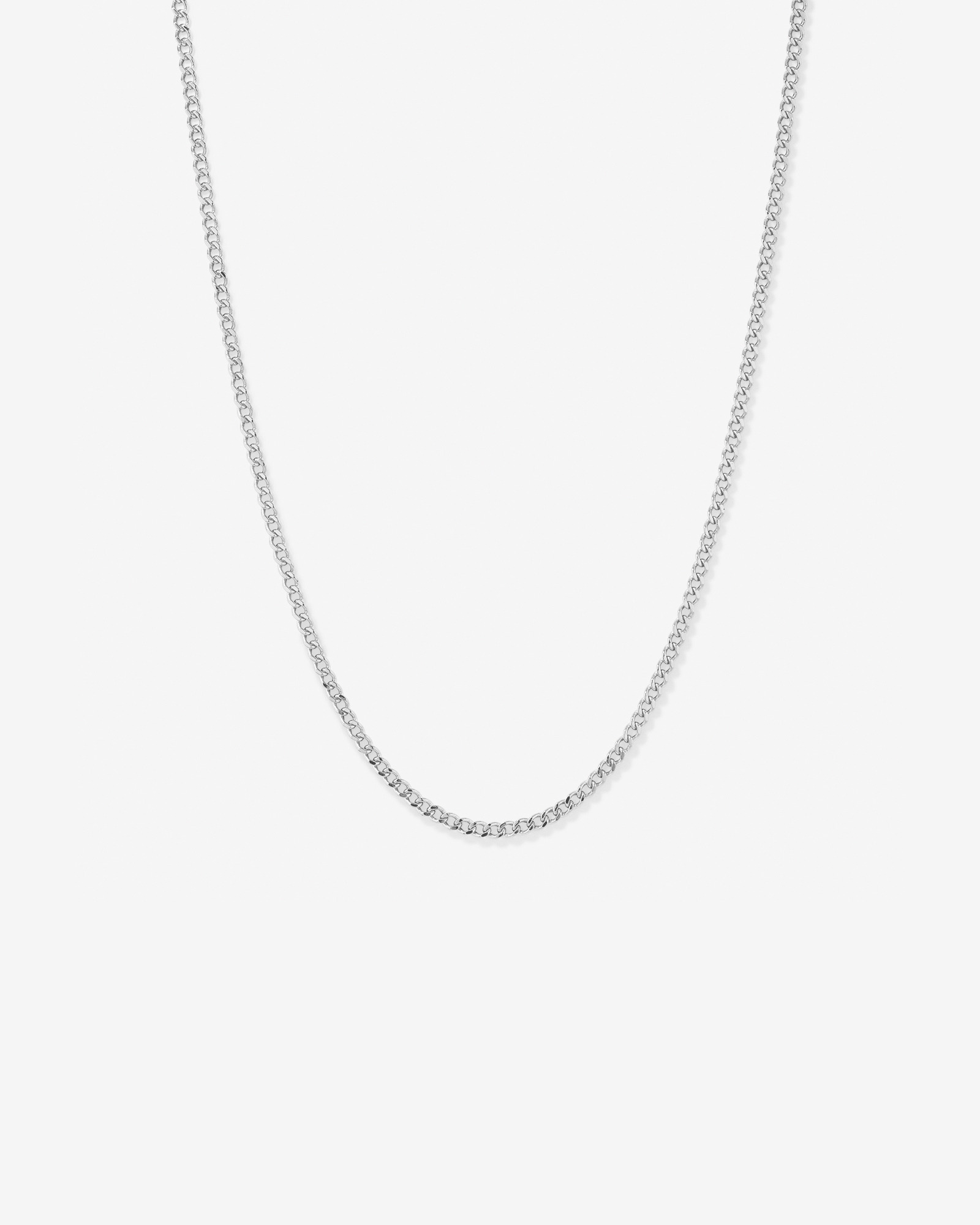 45cm (20") 3.75mm Width Semi Solid Diamond Cut Curb Chain in 10kt White Gold