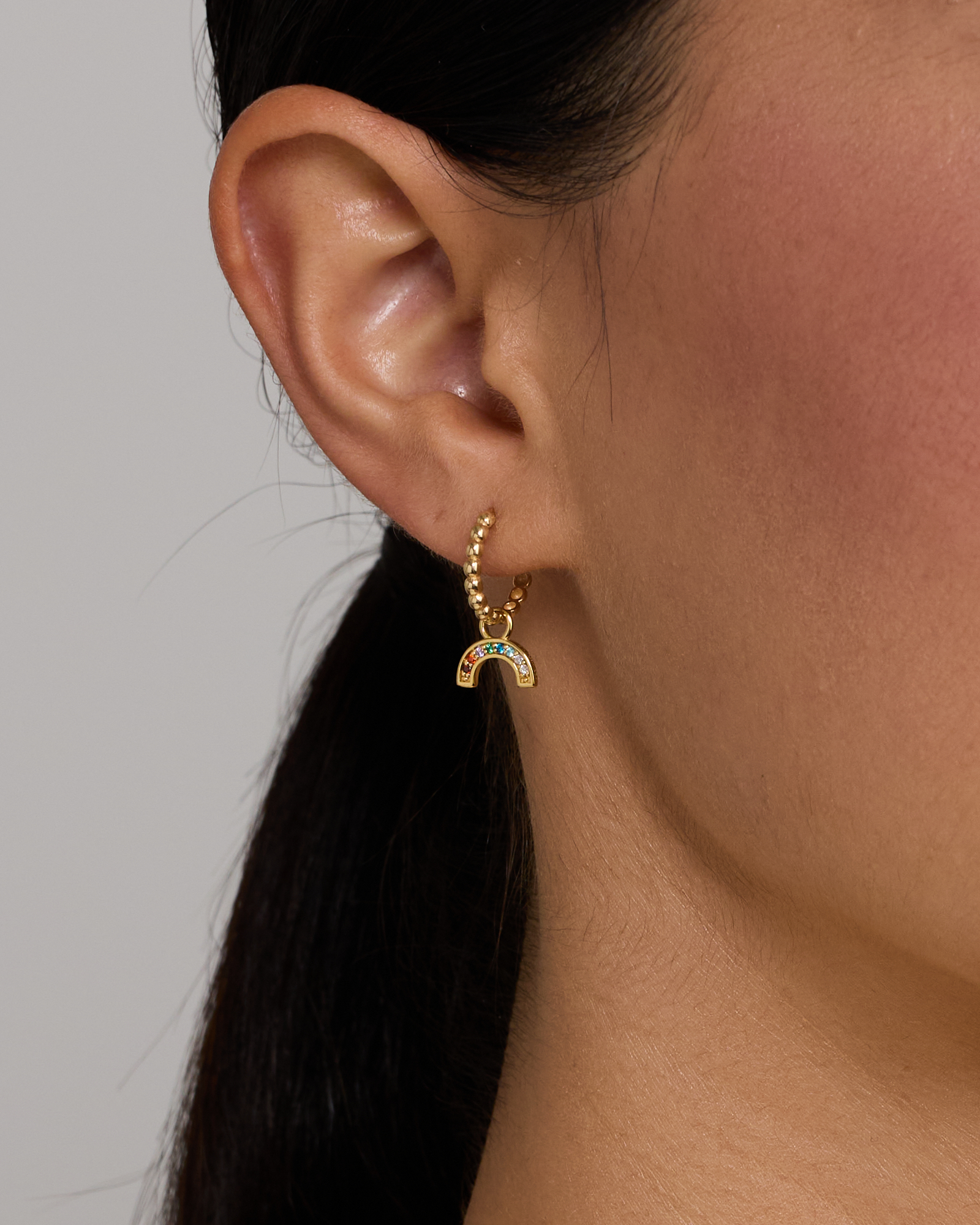 Rainbow Earring Charm in 18Kt Vermeil with Cubic Zirconia