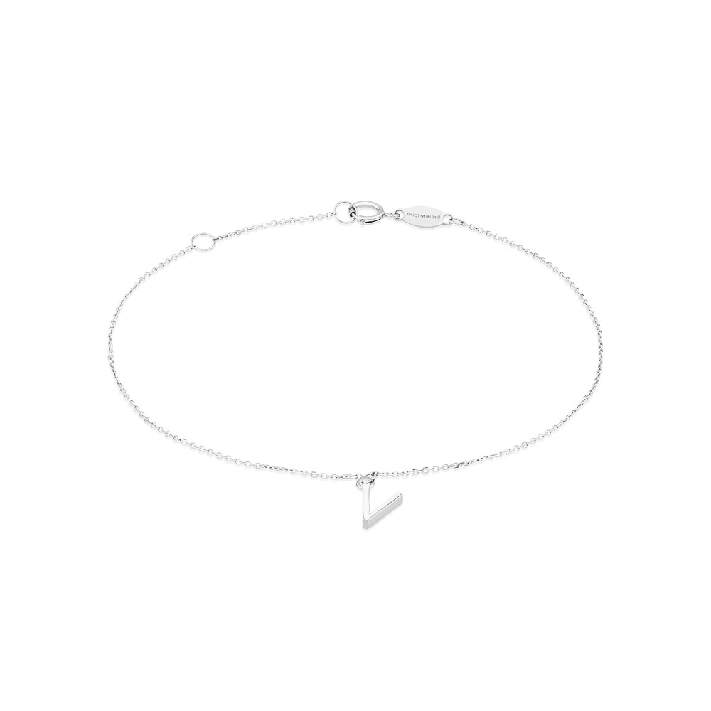 19cm (7.5") V Initial Bracelet in Sterling Silver