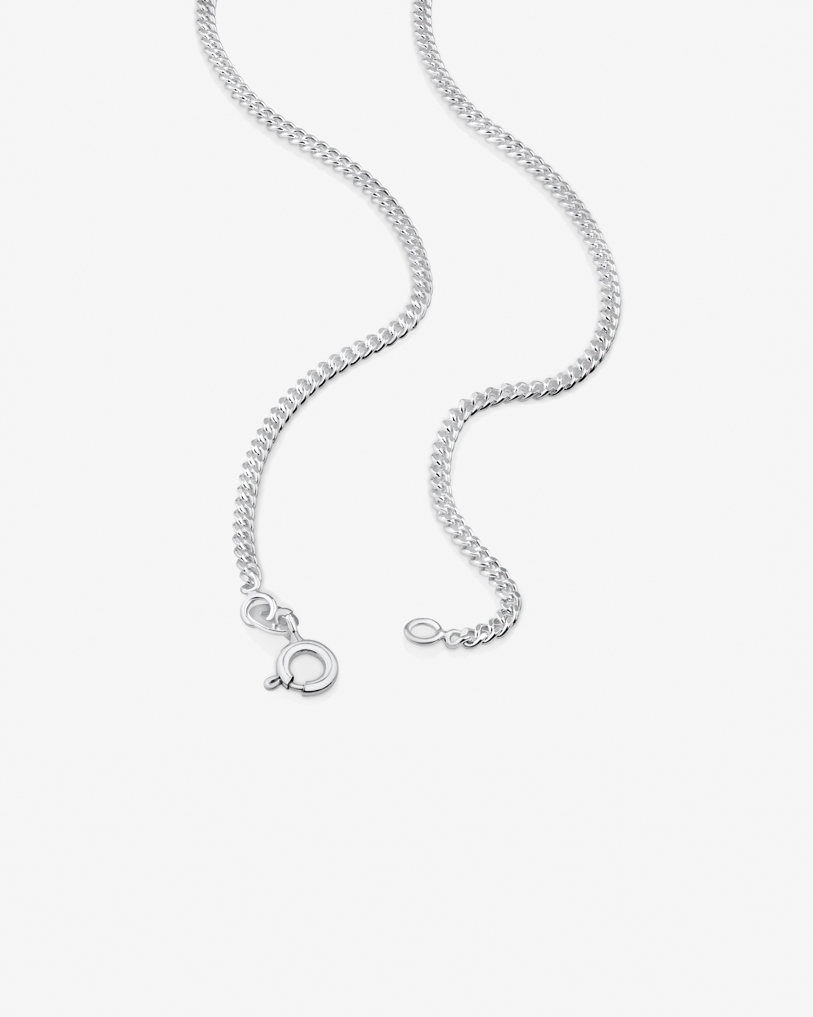 Chaîne à maillons gourmette en argent sterling de 50 cm, largeur de 1,5 à 2 mm