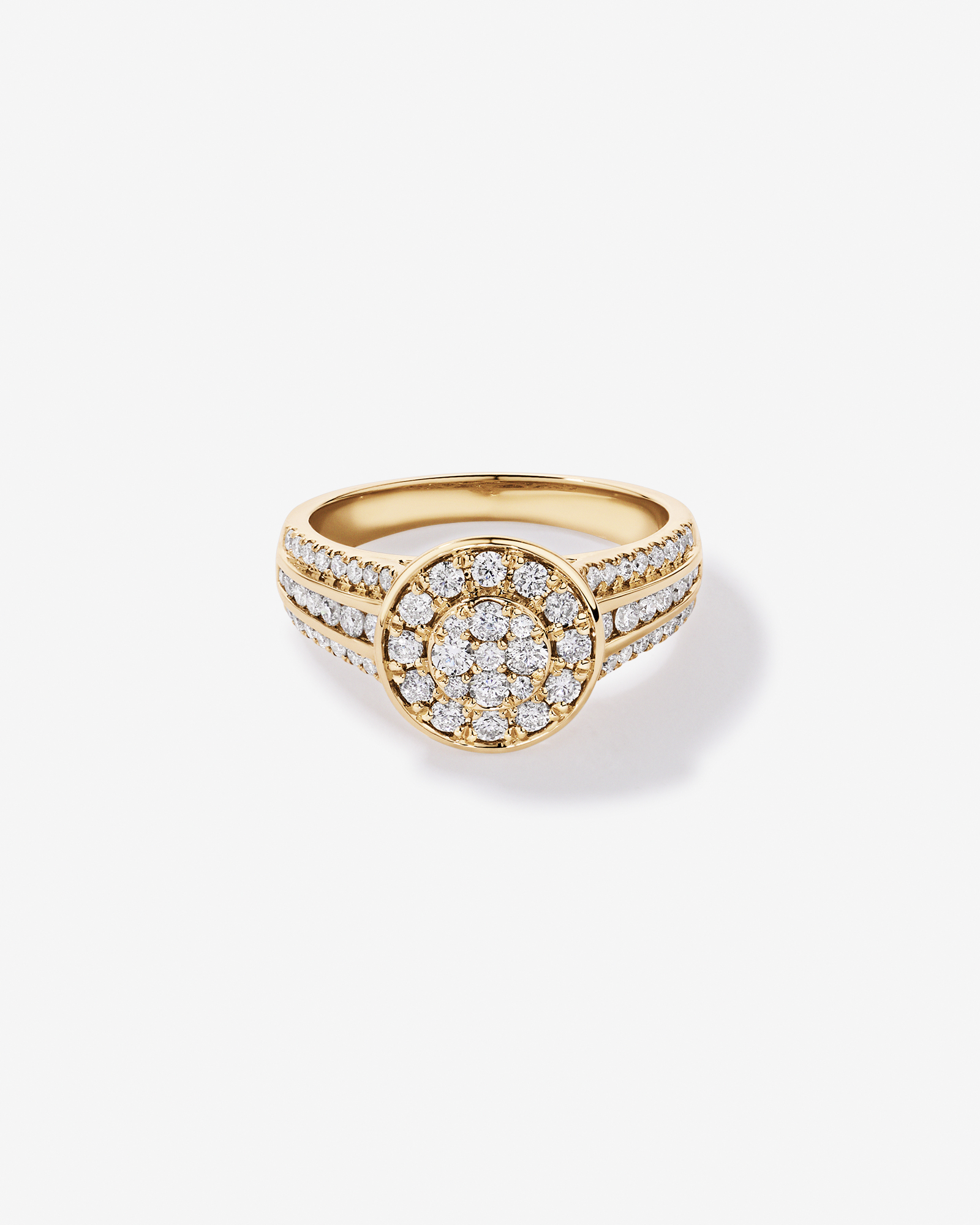 0.85 Carat TW Round Diamond Cluster Ring 10kt Yellow Gold