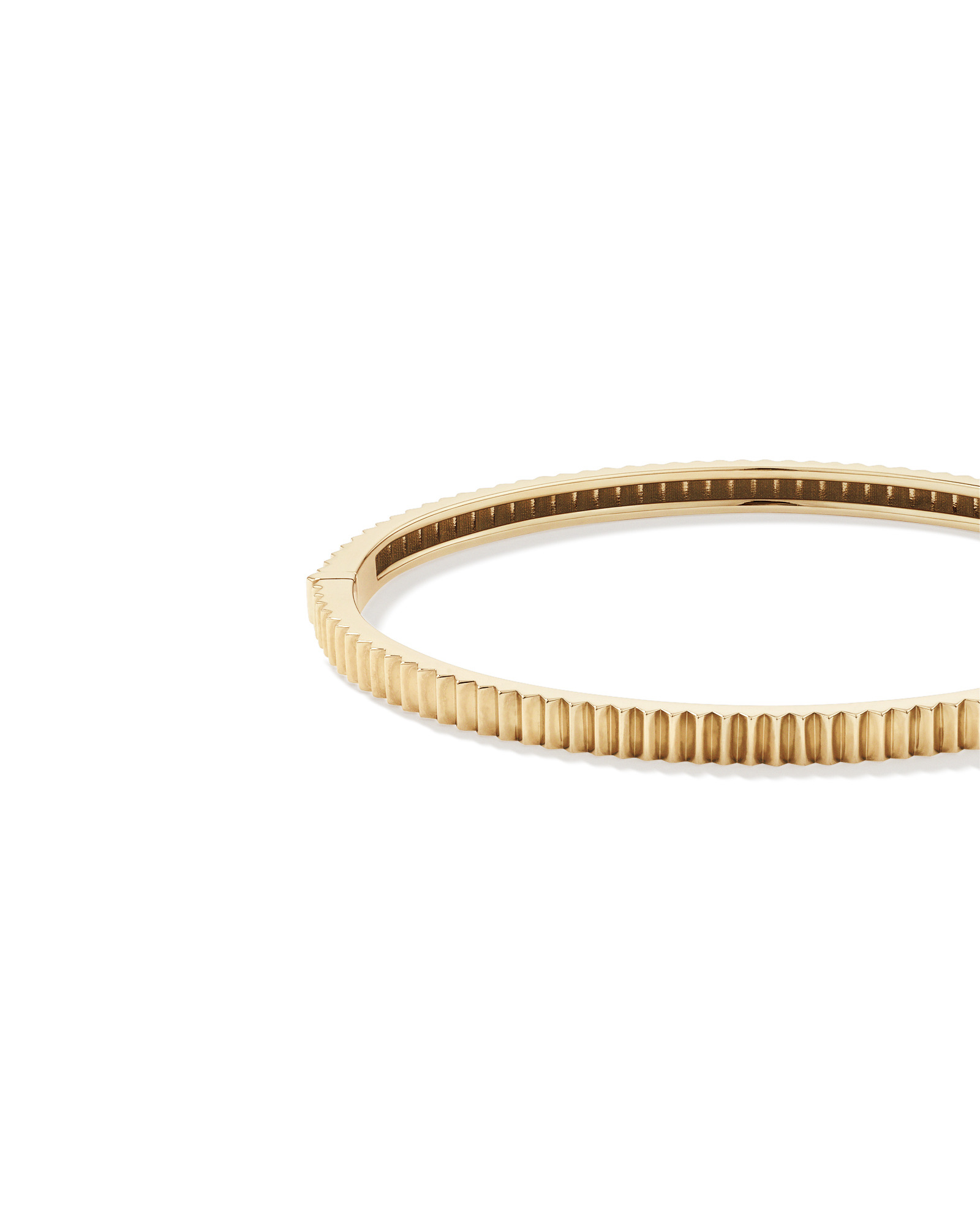 Ribbed Oval Hinge Bangle in 10kt Yellow Gold