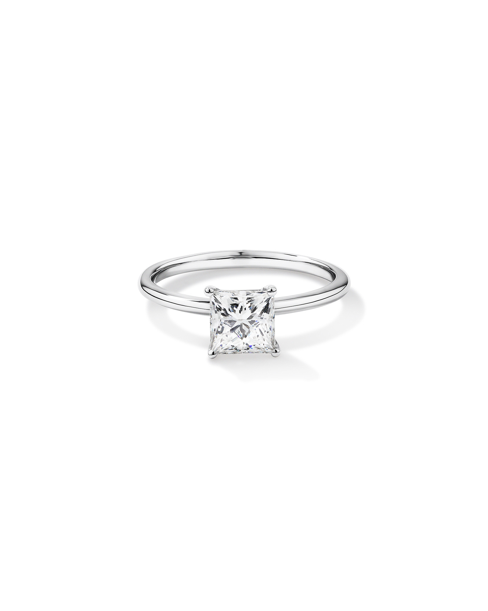 Bague de fiançailles en diamant solitaire taillée princesse laboratoire 1,25 carat or blanc 14 carats