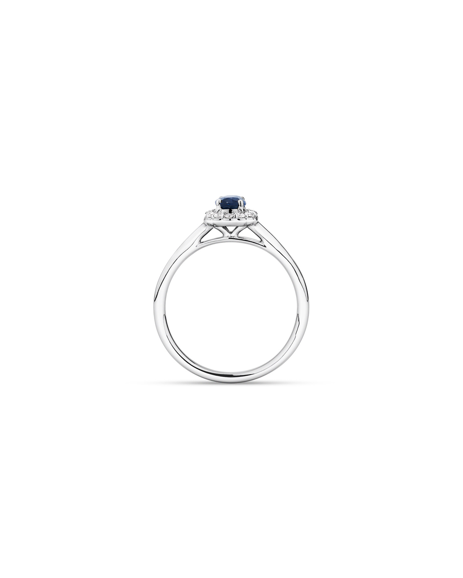 Australian Sapphire & 0.10 Carat TW Diamond Halo Ring 10kt White Gold