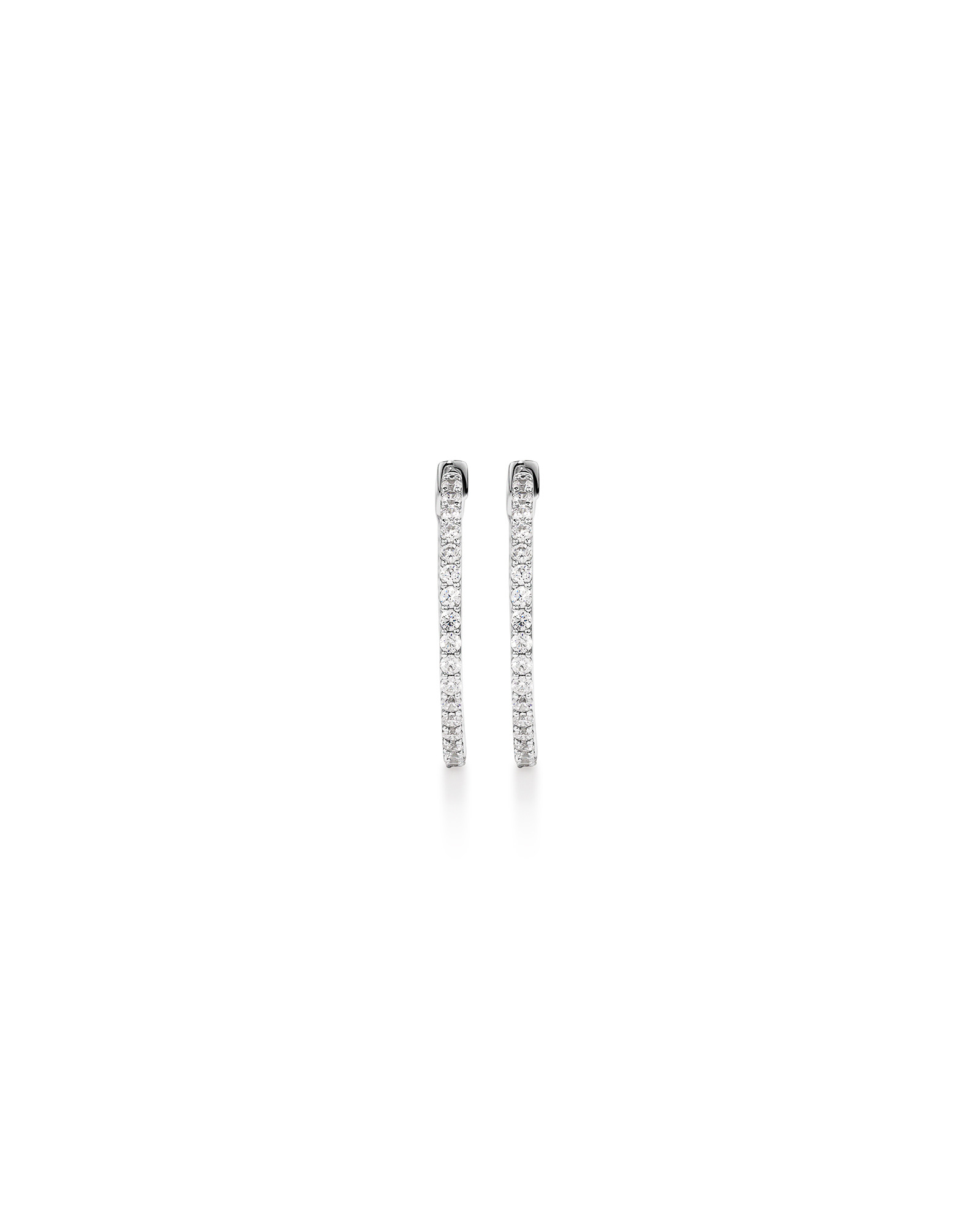 Boucles d'Oreilles Créoles Huggie en Zircon Cubique de 30 mm en Argent Sterling