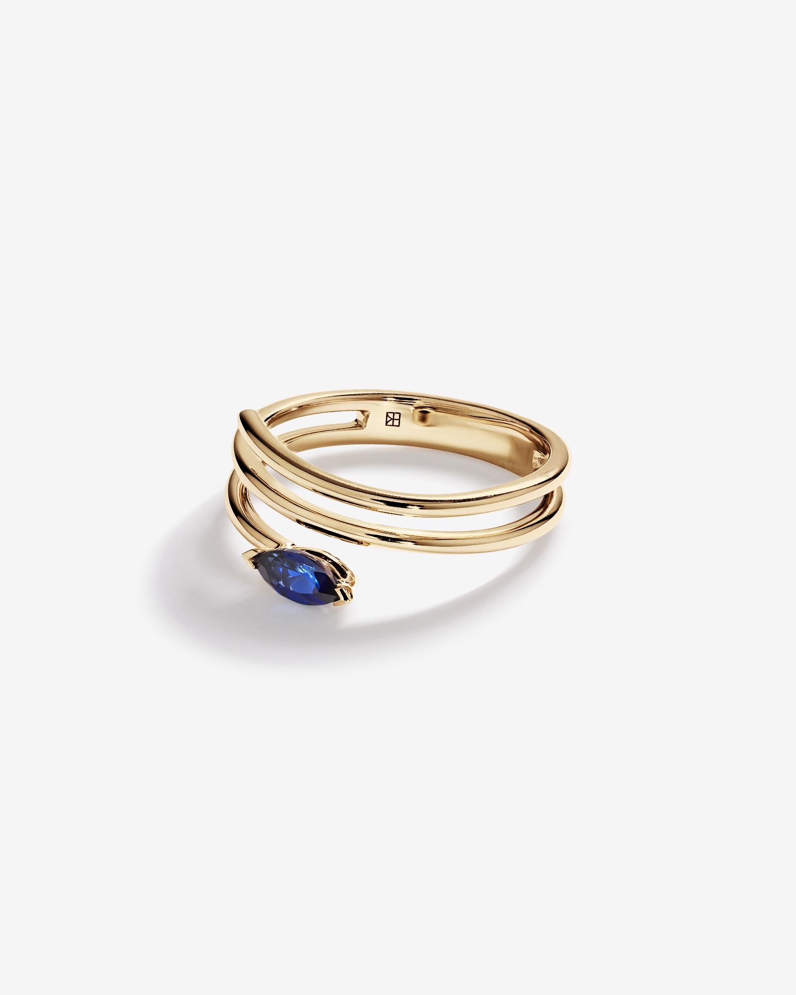 East West Marquise-Cut Created Sapphire Wrap Ring in 10kt Yellow Gold