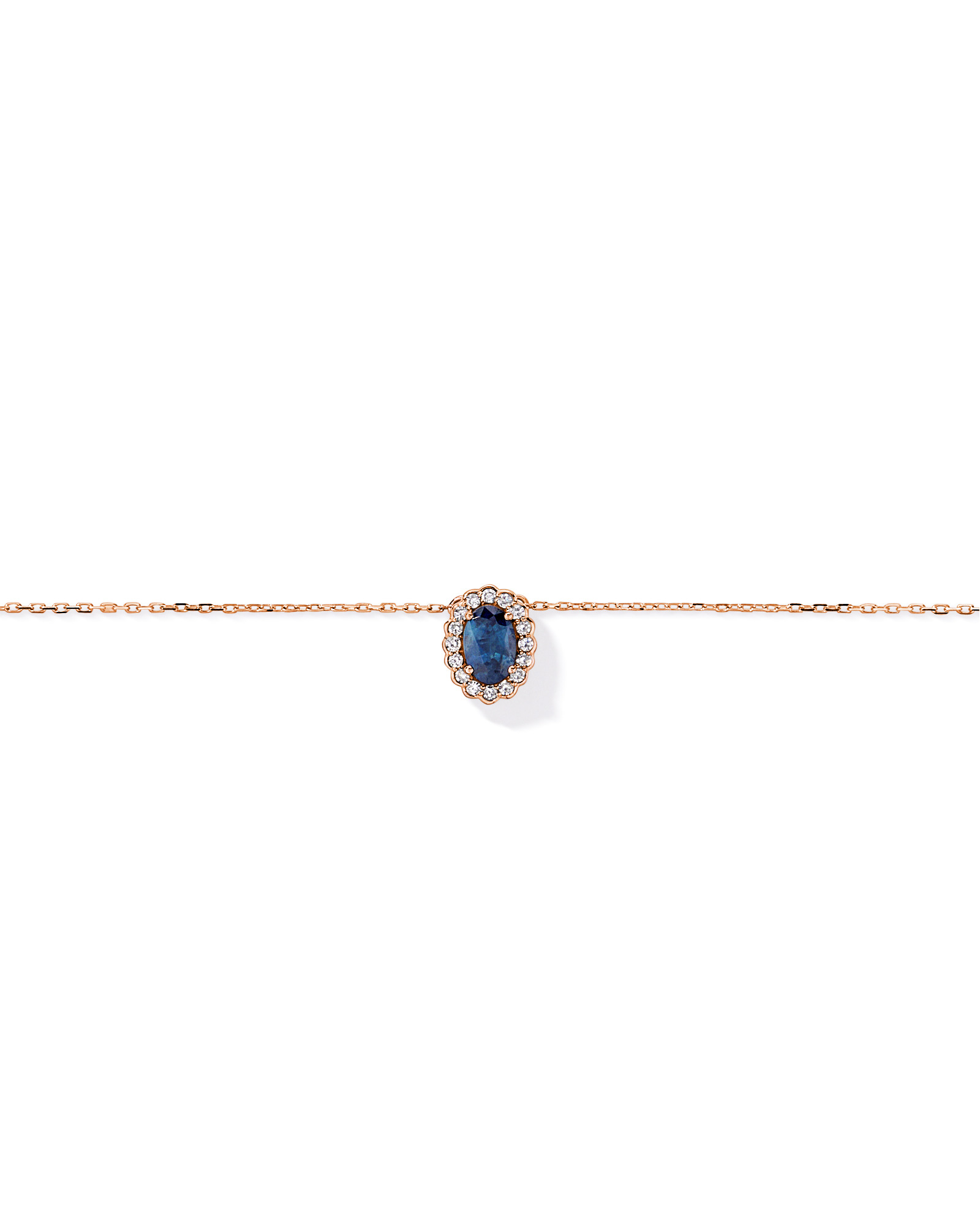 Australian Sapphire & 0.09 Carat TW Diamond Halo Necklace in 10kt White Gold