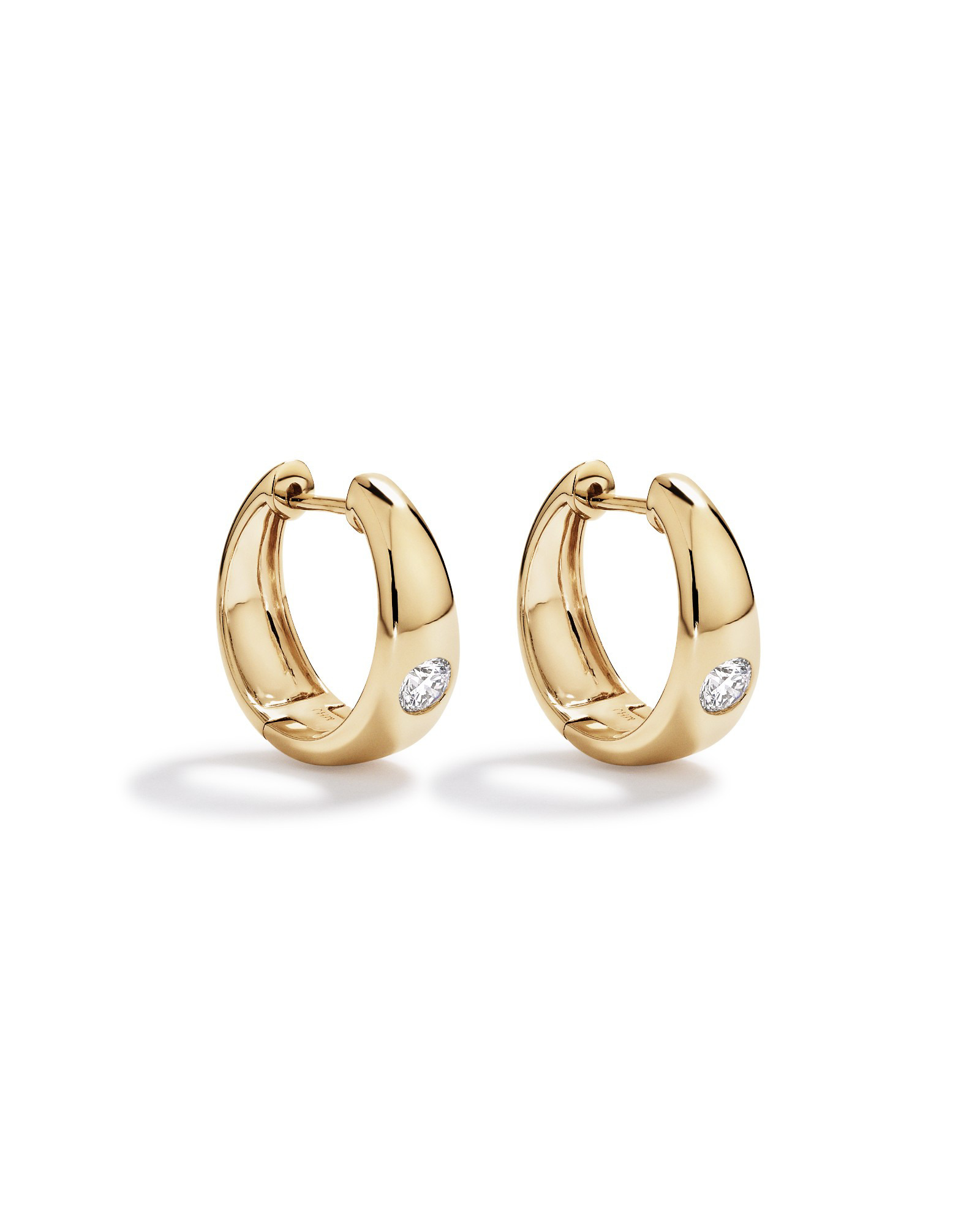 0.24 Carat TW of Laboratory-Grown Round Brilliant Diamond Huggie Earrings in 10kt Yellow Gold
