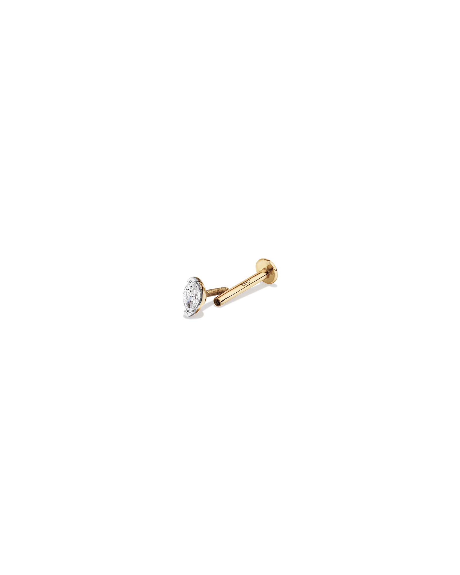 Boucle d'oreille clou marquise pour cartilage en or jaune 10kt