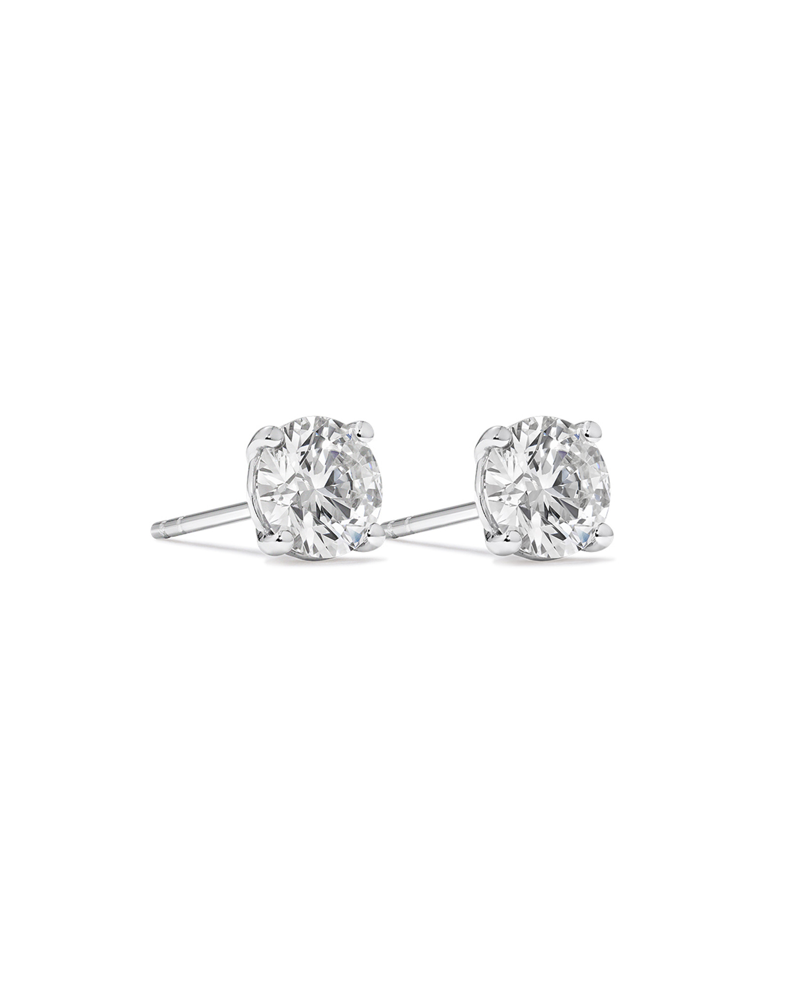 Carat TW Laboratory-Grown Diamond Solitaire Stud Earrings in 14kt White Gold