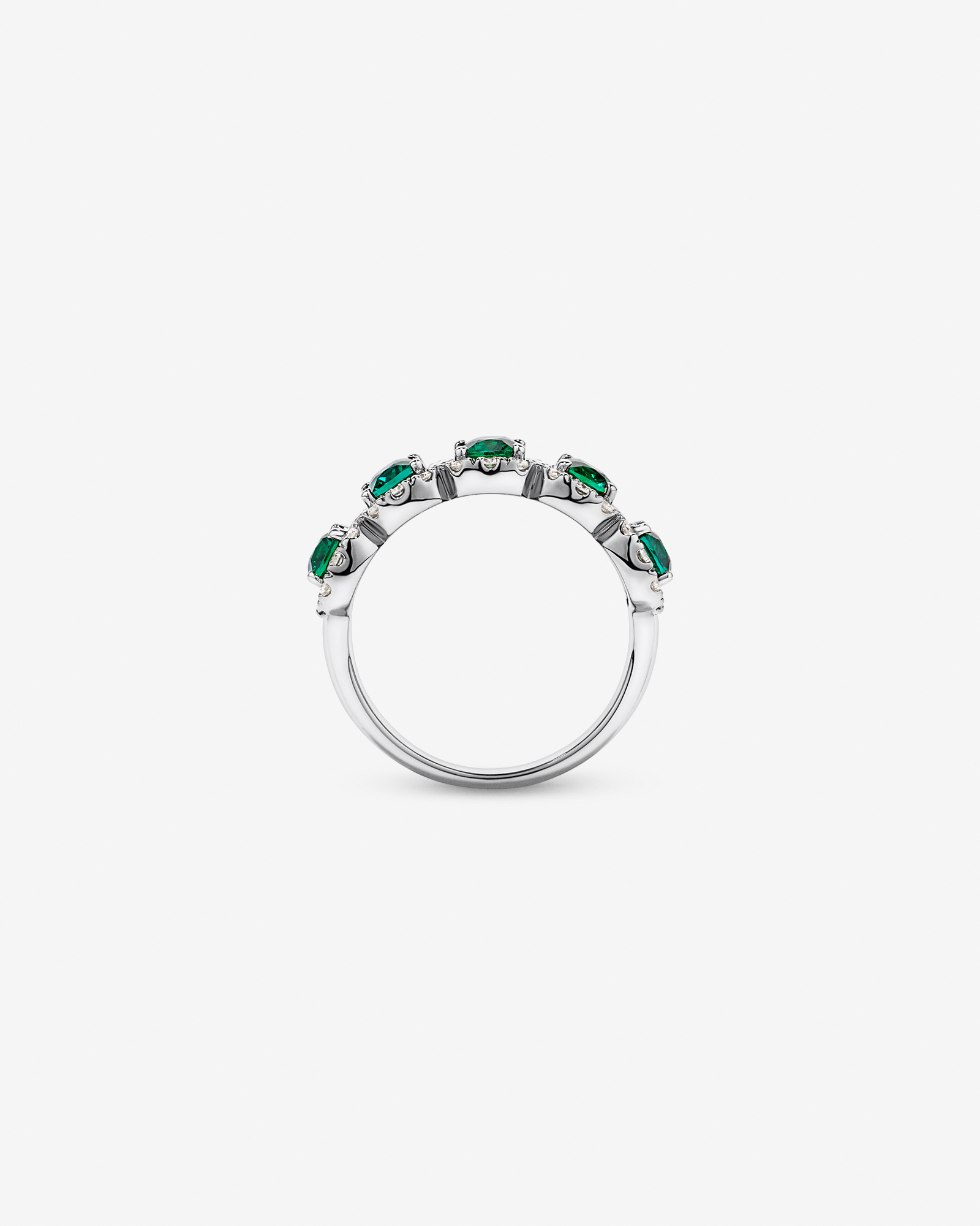 Created Emerald and 0.90 Carat TW Laboratory-Grown Diamond Ring 10kt Gold