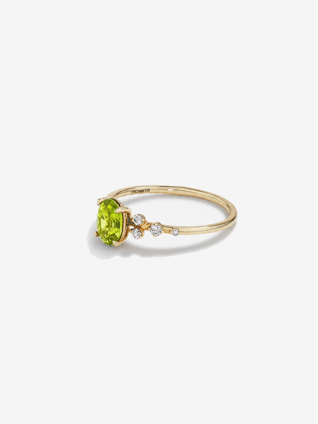 Peridot and 0.12 Carat TW Diamond Ring 10kt Yellow Gold