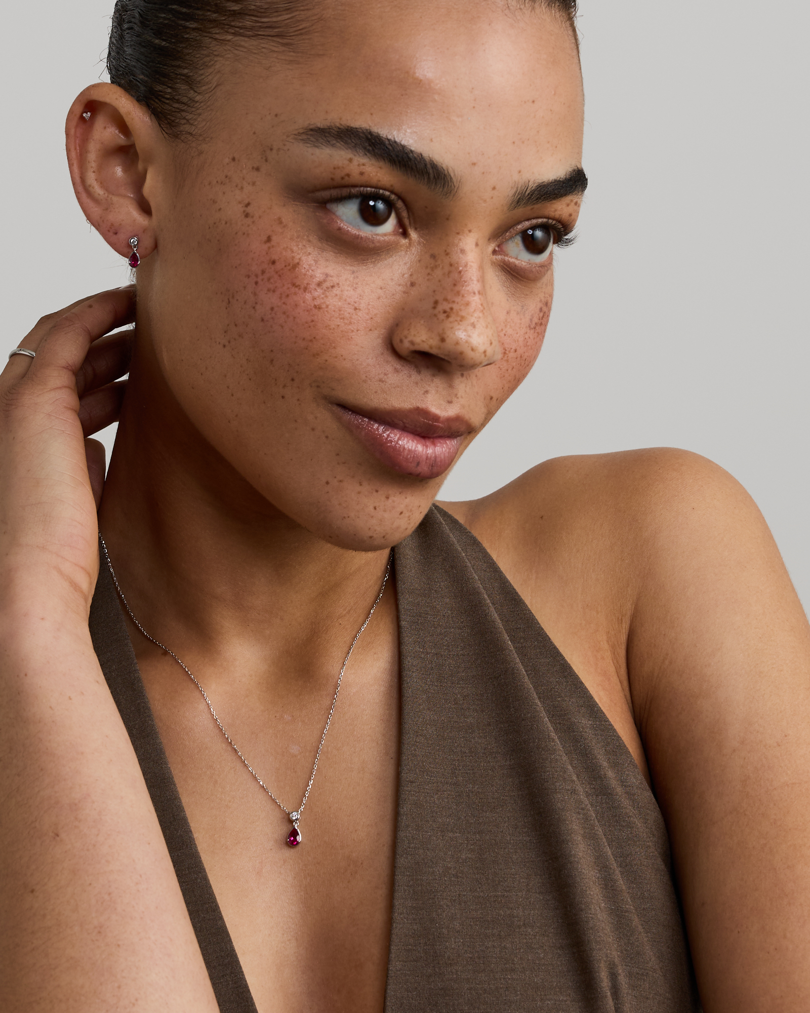 Laboratory-Grown Diamond & Created Ruby Gift Set in Silver