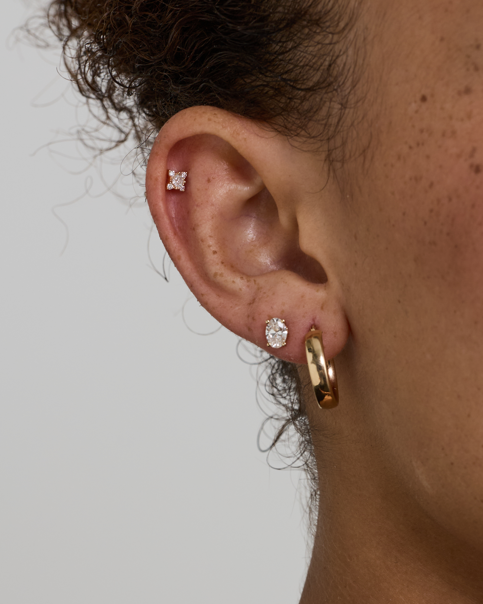 0.11 Carat TW Laboratory-Grown Diamond Princess Cut Helix Stud in 10kt Gold