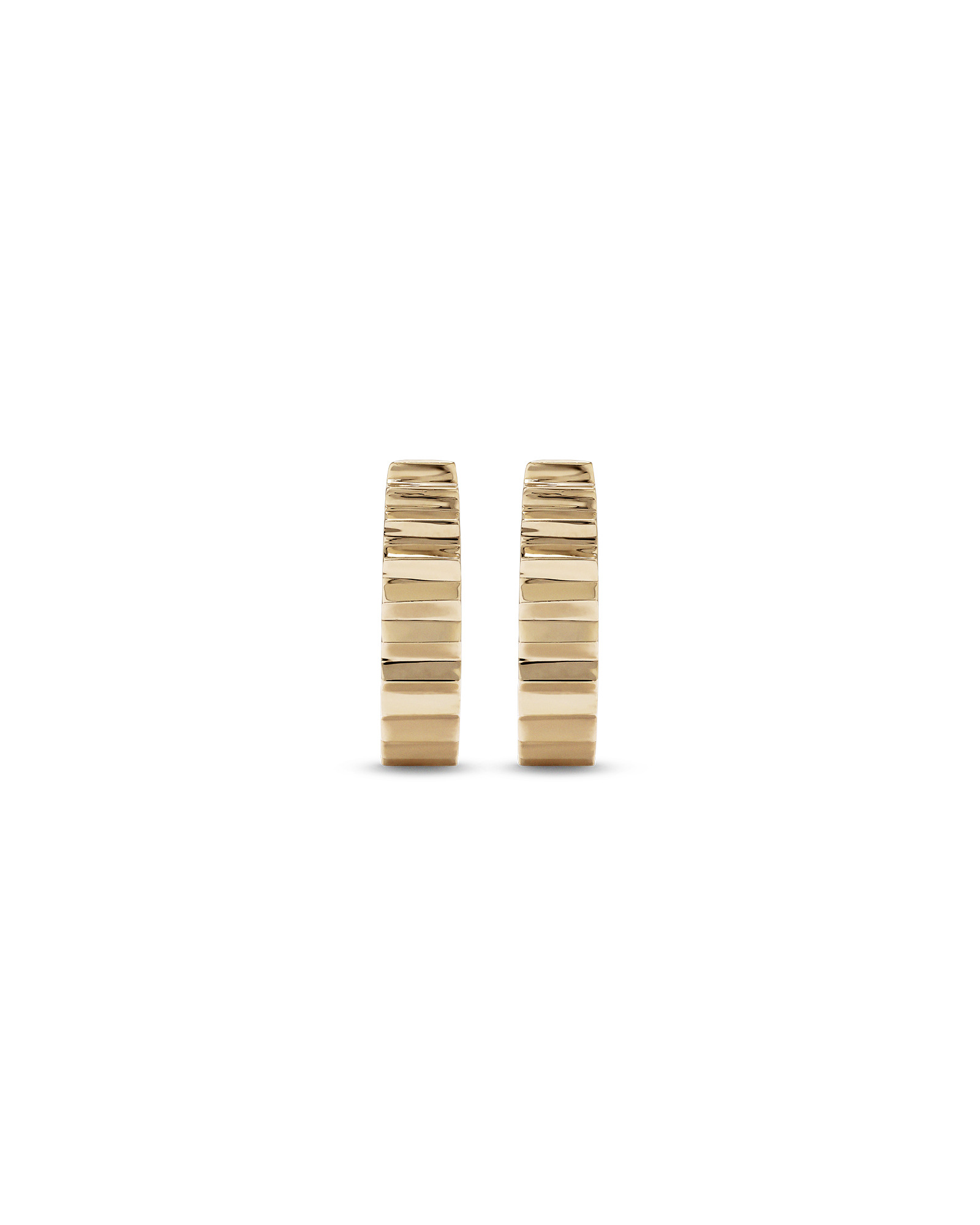 Ribbed Huggie Hoop Earrings 10kt Yellow Gold