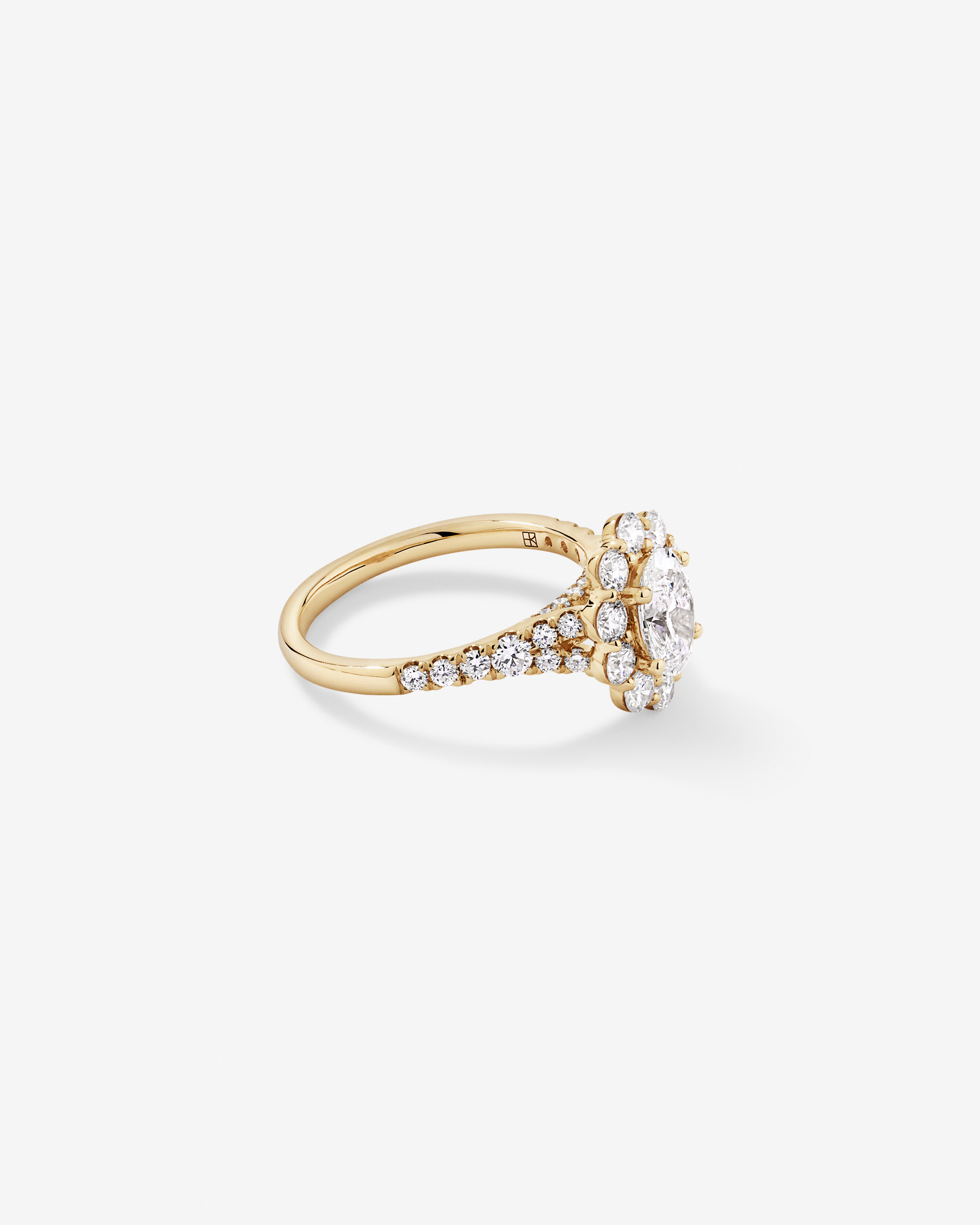 2.15 Carat TW Oval Halo Laboratory-Grown Diamond Ring 14kt Yellow Gold