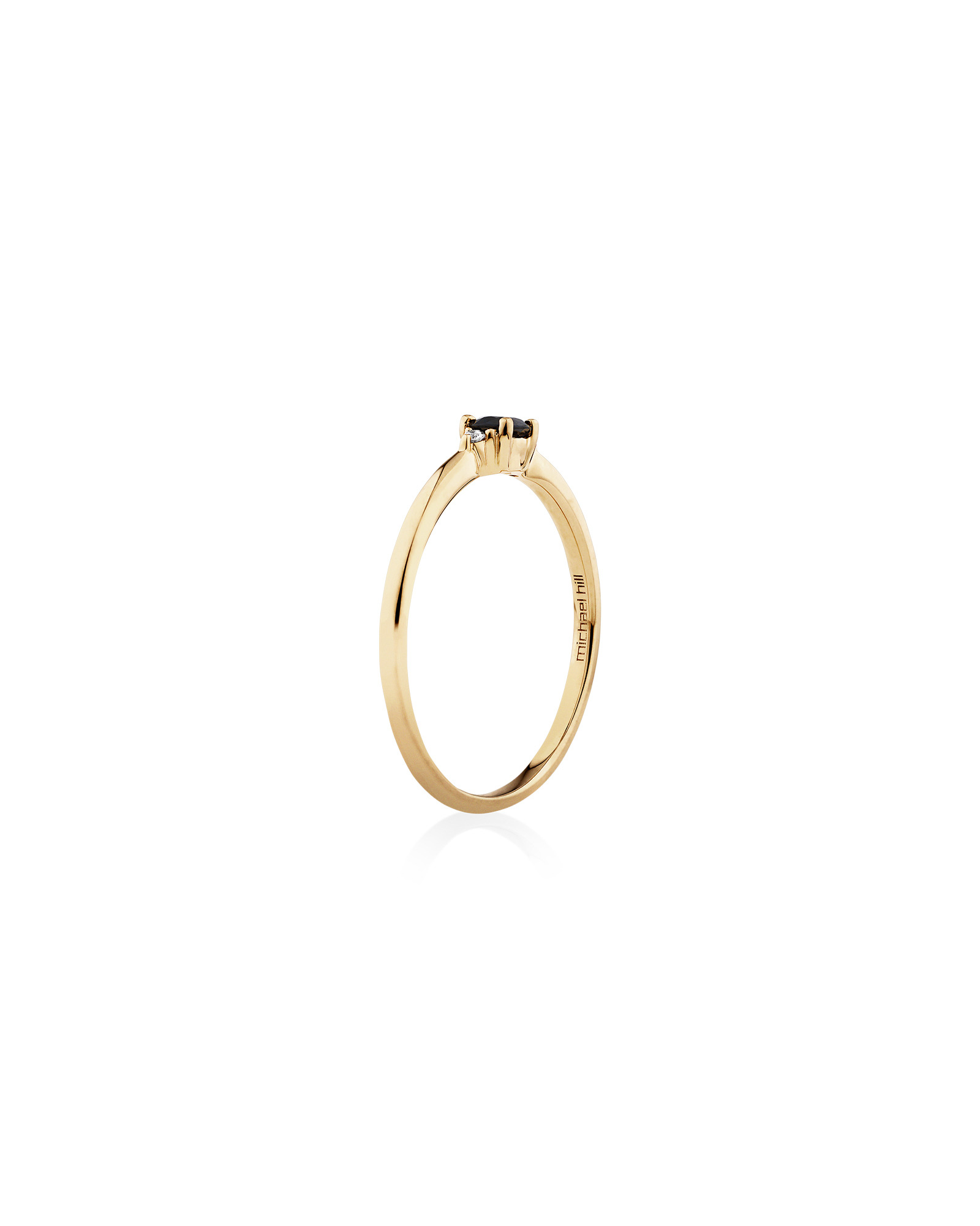 3 Stone Ring with Sapphire & Diamonds in 10kt Yellow Gold