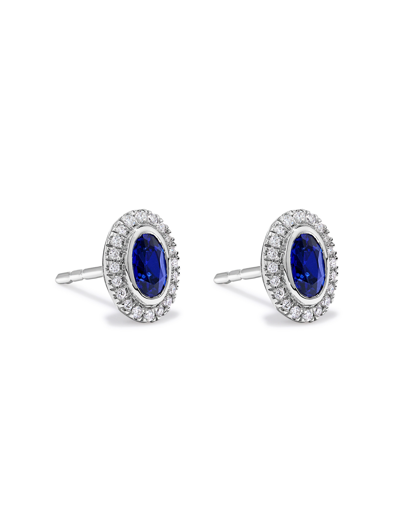 Created Sapphire & 0.14TW Laboratory-Grown Diamonds Halo Gift Set in Sterling Silver
