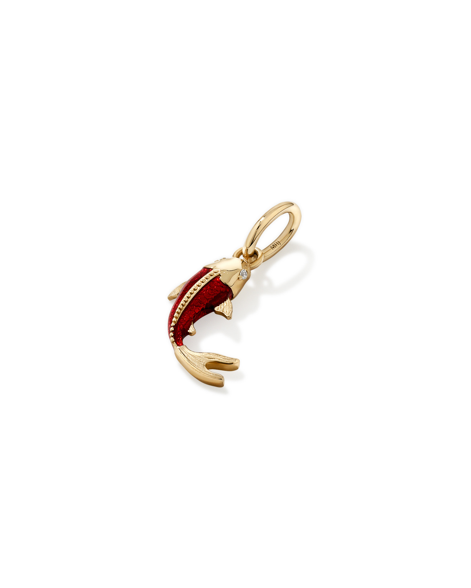 Pendentif de poisson koi avec zirconie cubique en or 10 carats