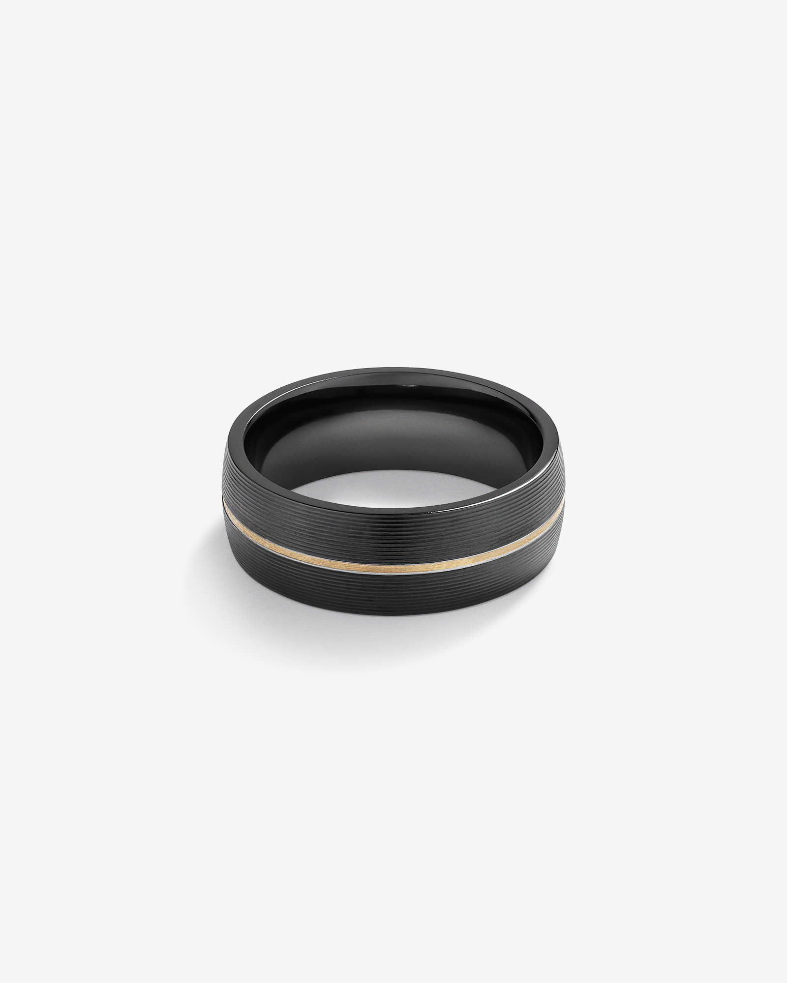 Ring in Black Titanium with Fine 10kt Yellow Gold Inlay