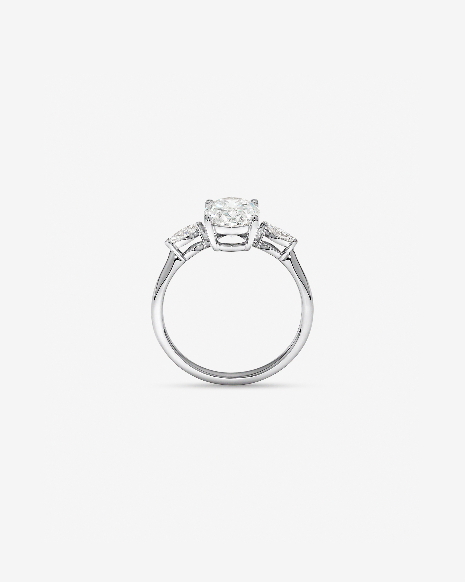 2.18 Carat TW Laboratory-Grown Diamond Oval and Marquise Three-Stone Ring 14kt Gold