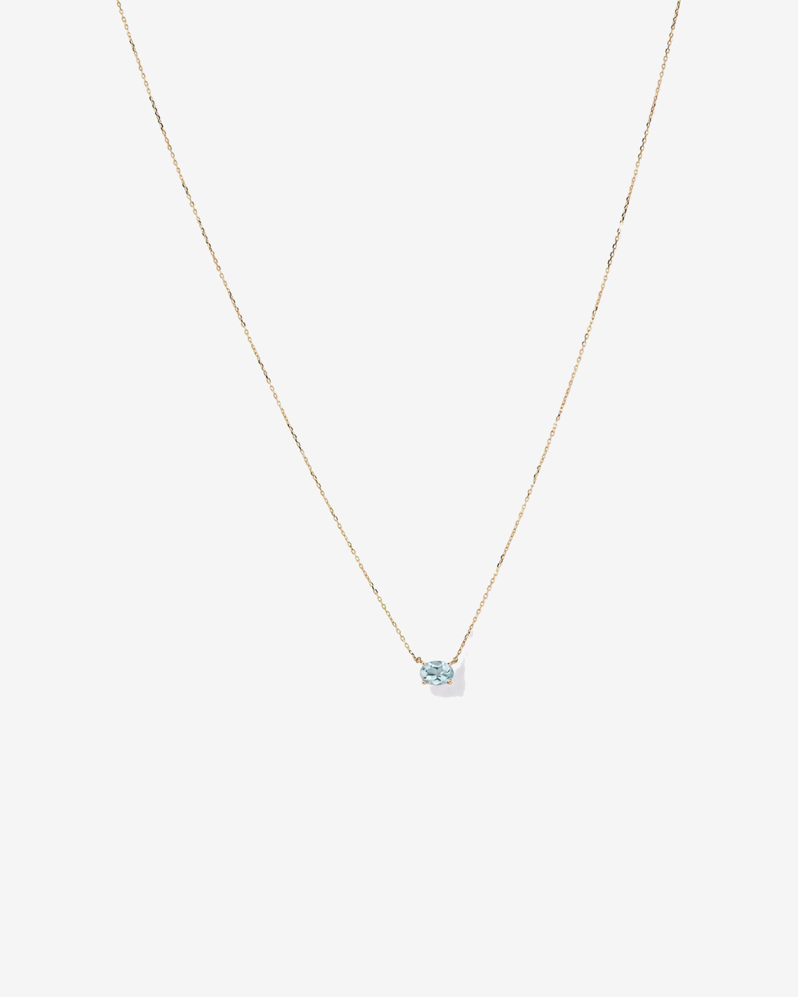 Oval East-West Aquamarine Necklace in 10kt Yellow Gold