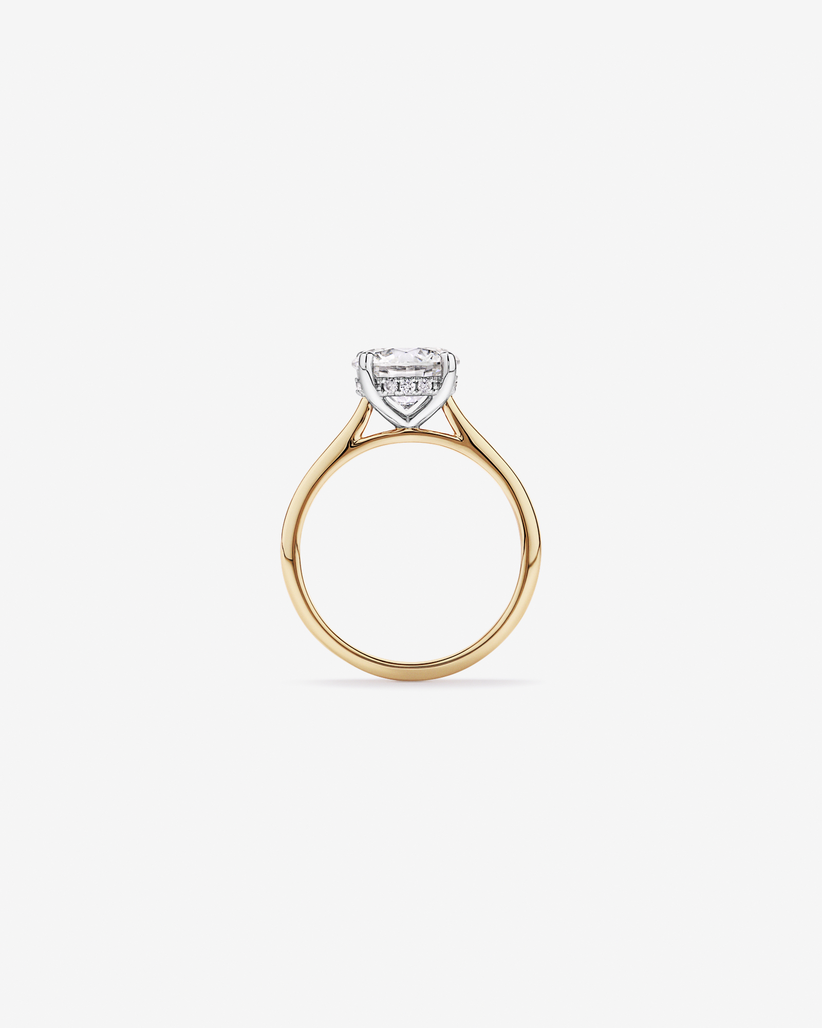 Bague solitaire en or jaune et blanc 14 carats, sertie d'un diamant rond brillant de 2,32 cultivé laboratoire
