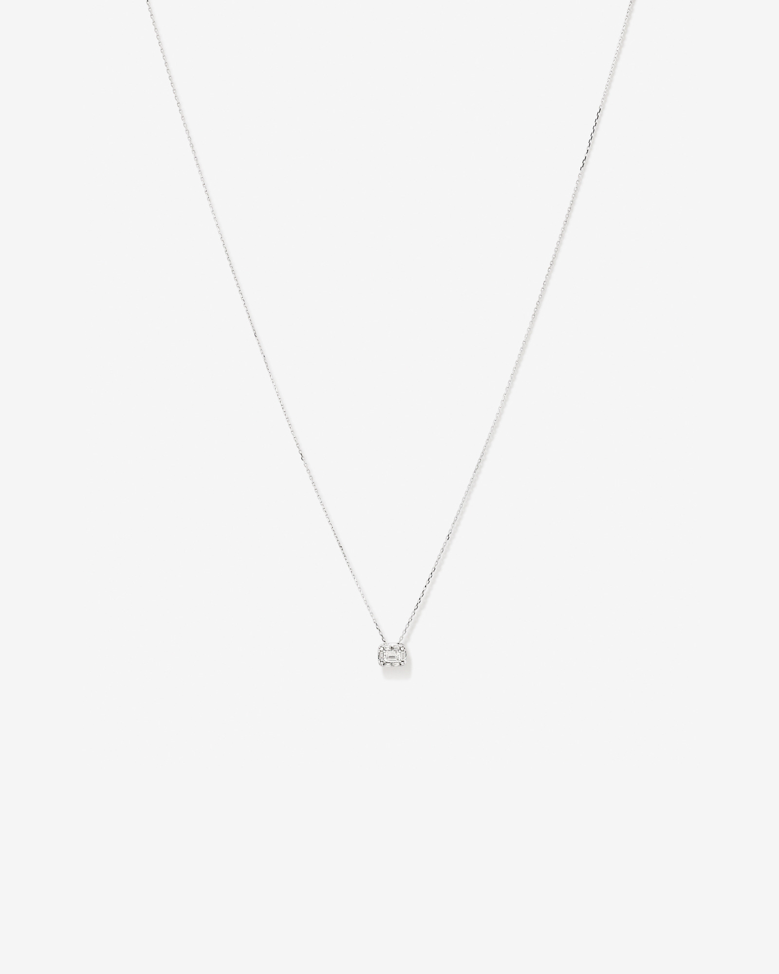 Pendentif multistones de 0,28 carat TW en diamant taille émeraude en or blanc 10kt