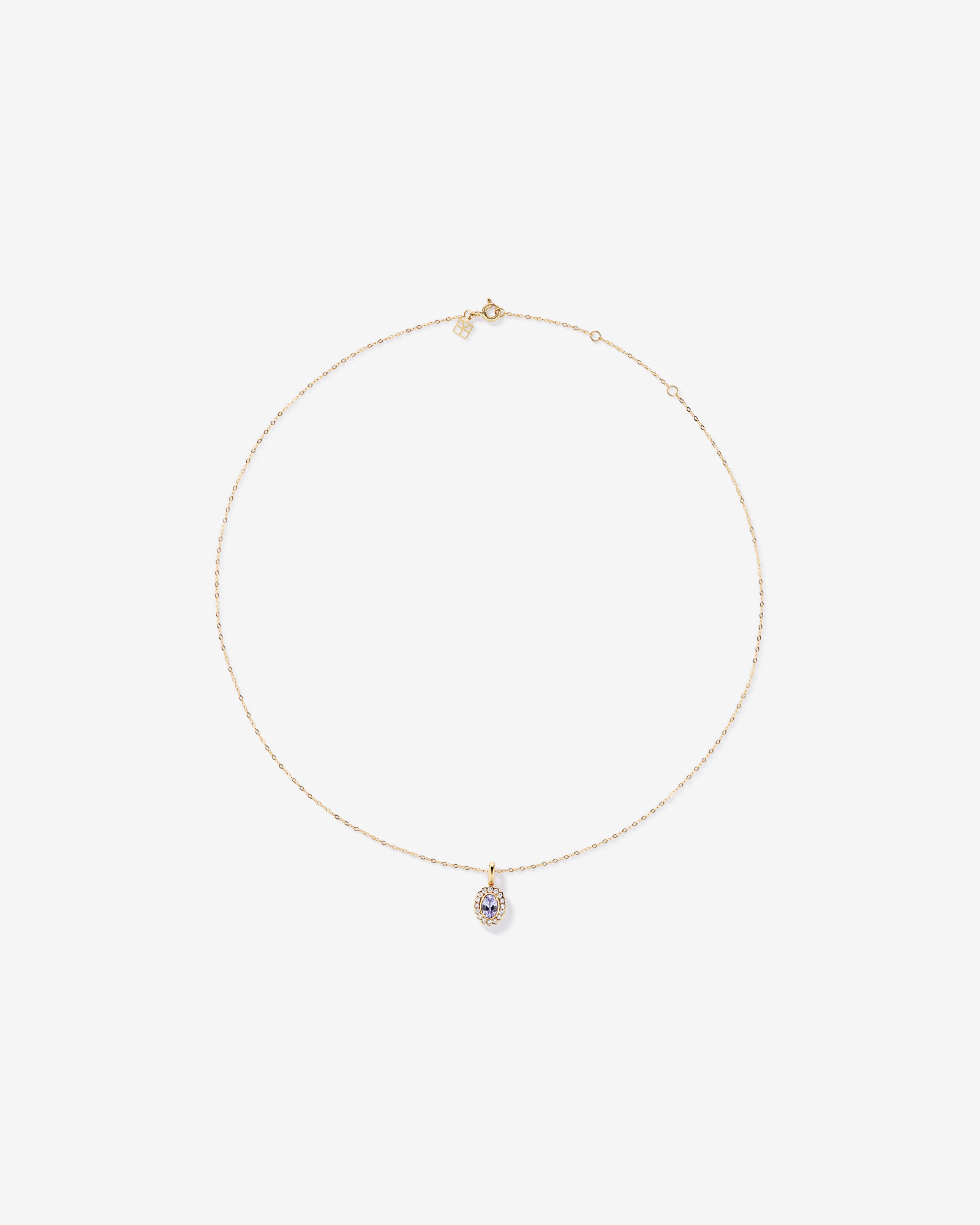 Tanzanite & 0,15TW de pendentif Halo en diamant avec chaîne en or jaune 10kt