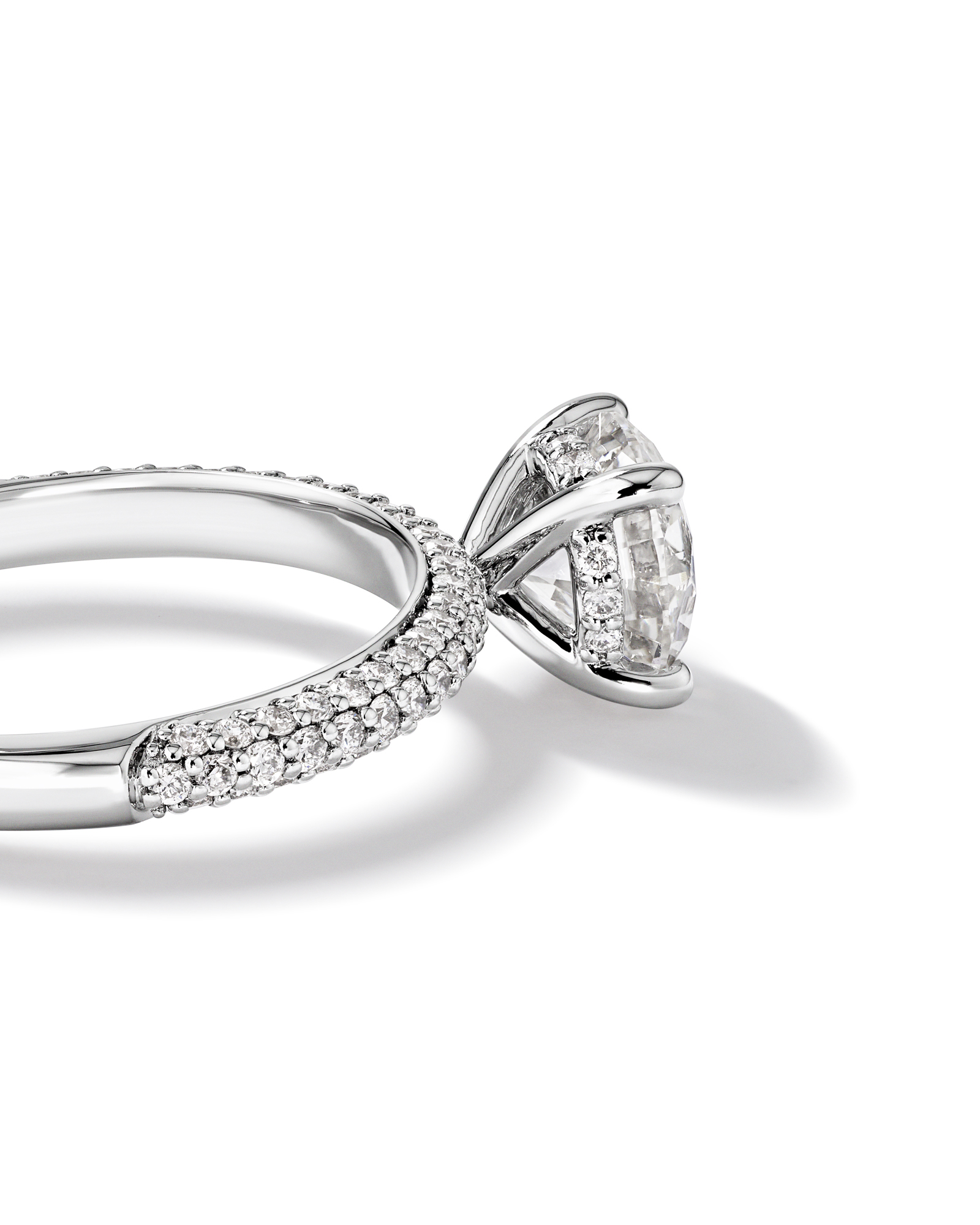 1.95 Carat TW Round Brilliant Laboratory-Grown Diamond Solitaire Side Accent Engagement Ring 14kt White Gold