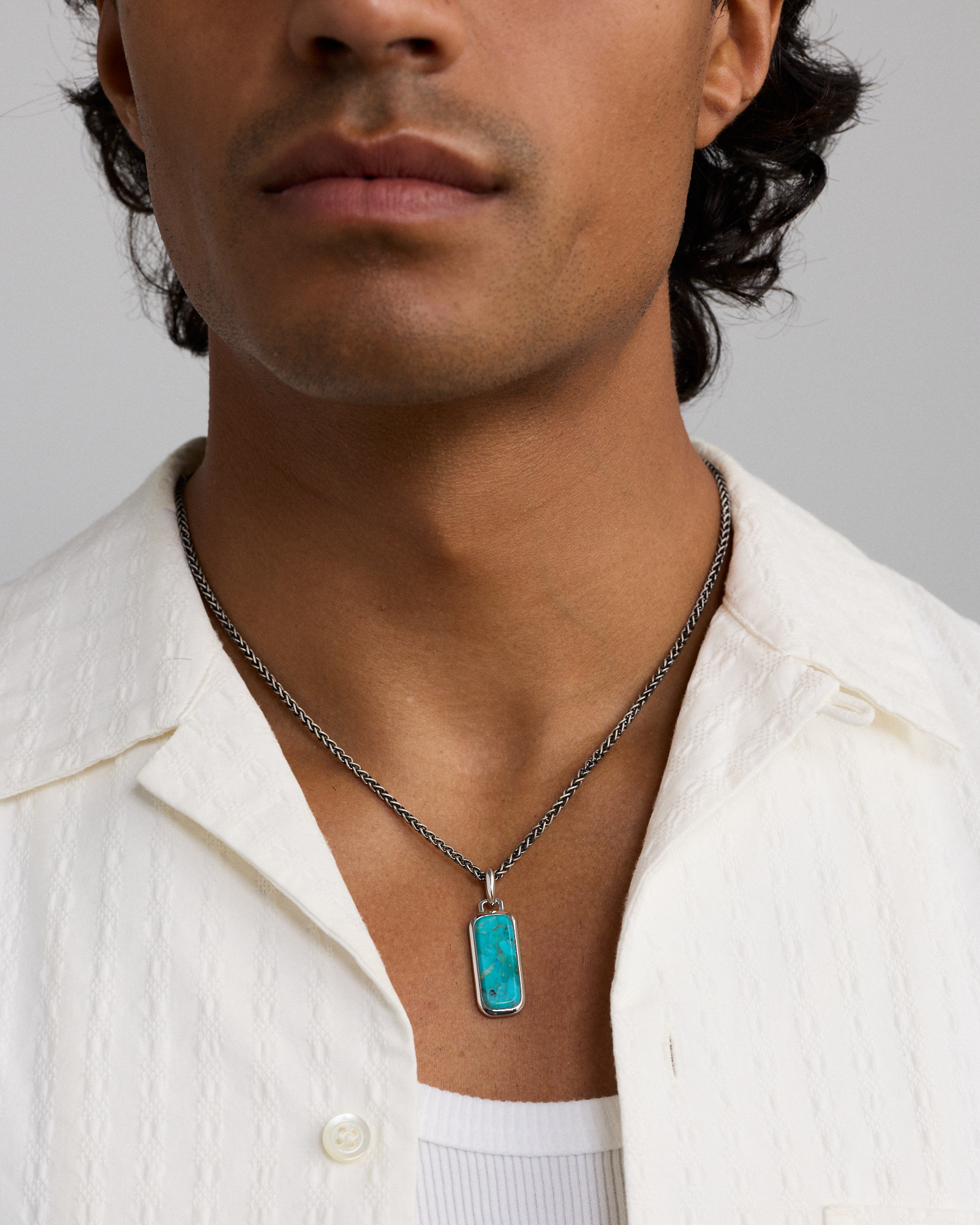 Turquoise Oblong Pendant in Sterling Silver